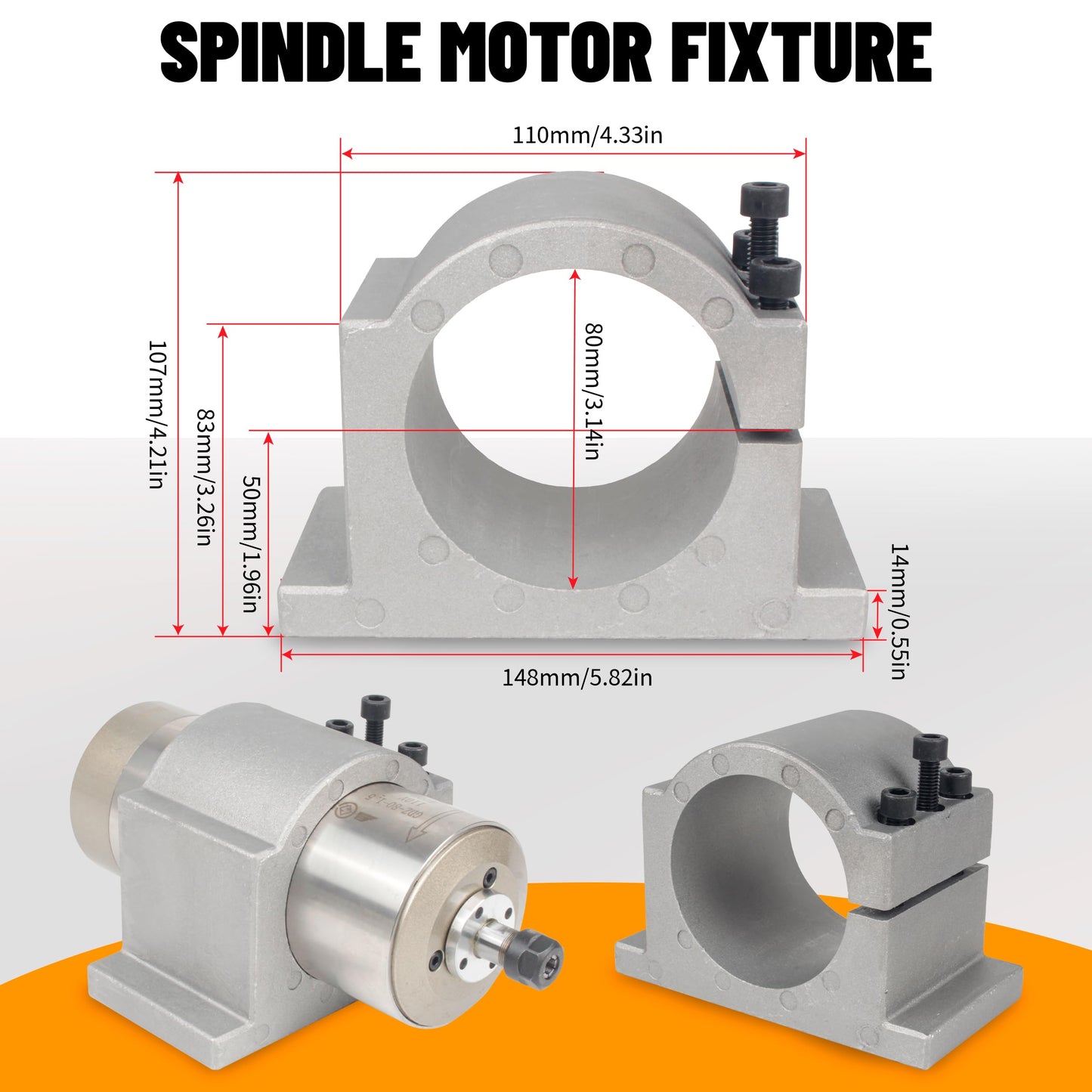 RATTMMOTOR 1.5KW Water Cooled Spindle Kit 80mm Spindle Motor 1500W 110V 400HZ+1.5KW VFD 110V Single to 3 Phase Inverter Variable Frequency Drive+80mm Spindle Mount+ER11 Collet+80W Water Pump for CNC