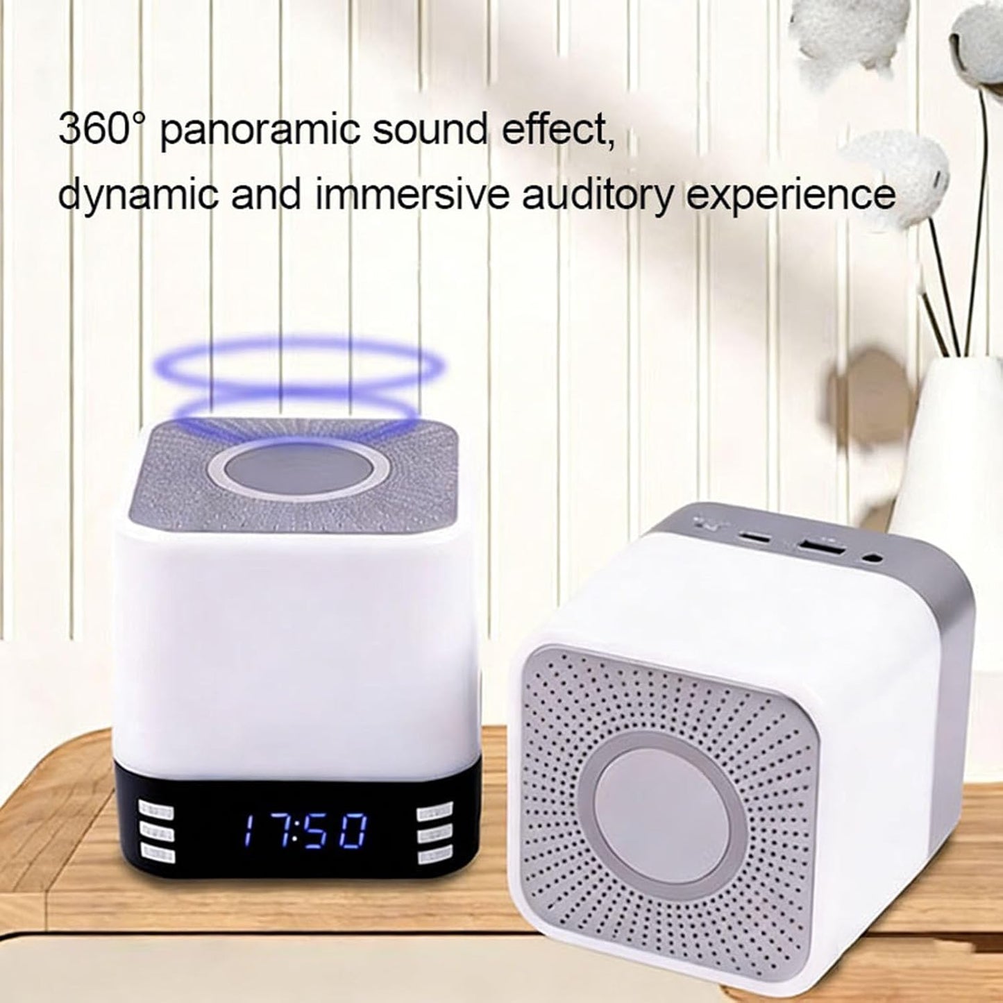 5.3, 15W Zunate Clock Speaker Wireless Charger with Bluetooth Digital Alarm Clock Night Light, White Noise Sleep Sound