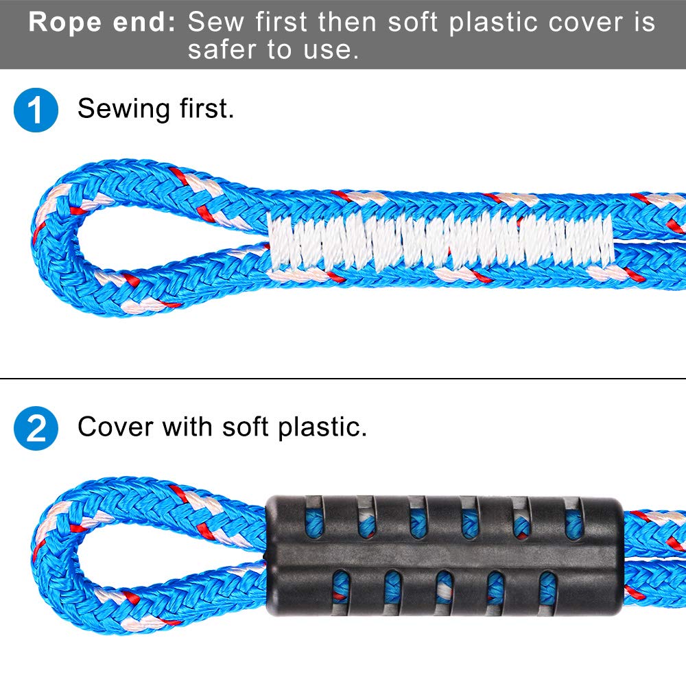 BeneLabel Poseidon Series Sewn Prusik Loops Ropes, Safety, 19", Diameter 2/5", 2 Pack, Blue