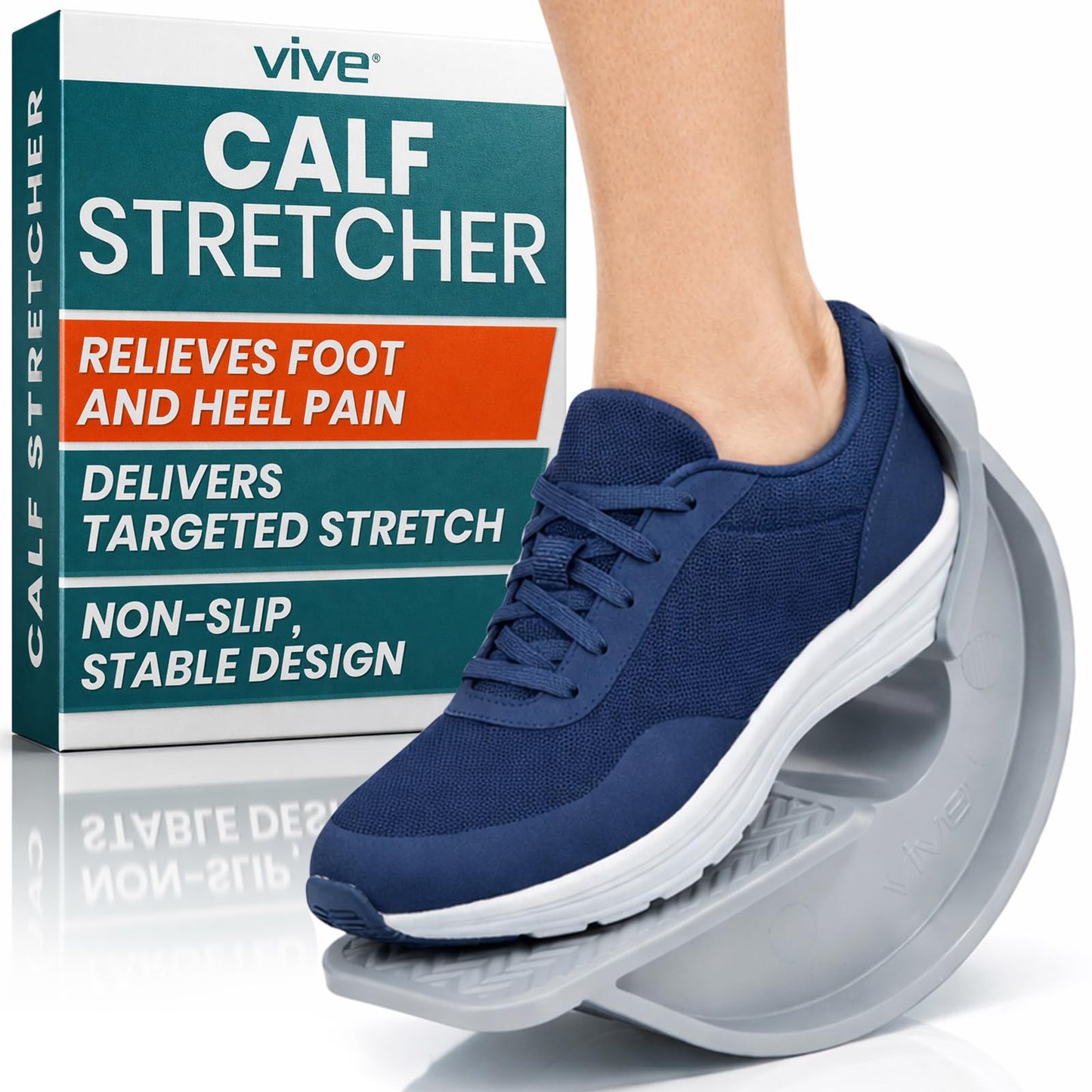 Vive Foot Rocker - Calf Stretcher for Achilles Tendinitis, Heel, Feet, Shin Splint, Plantar Fasciitis Pain Relief - Stretches Strained Leg Muscle - Ankle Wedge Stretch Improves Flexibility (Small)