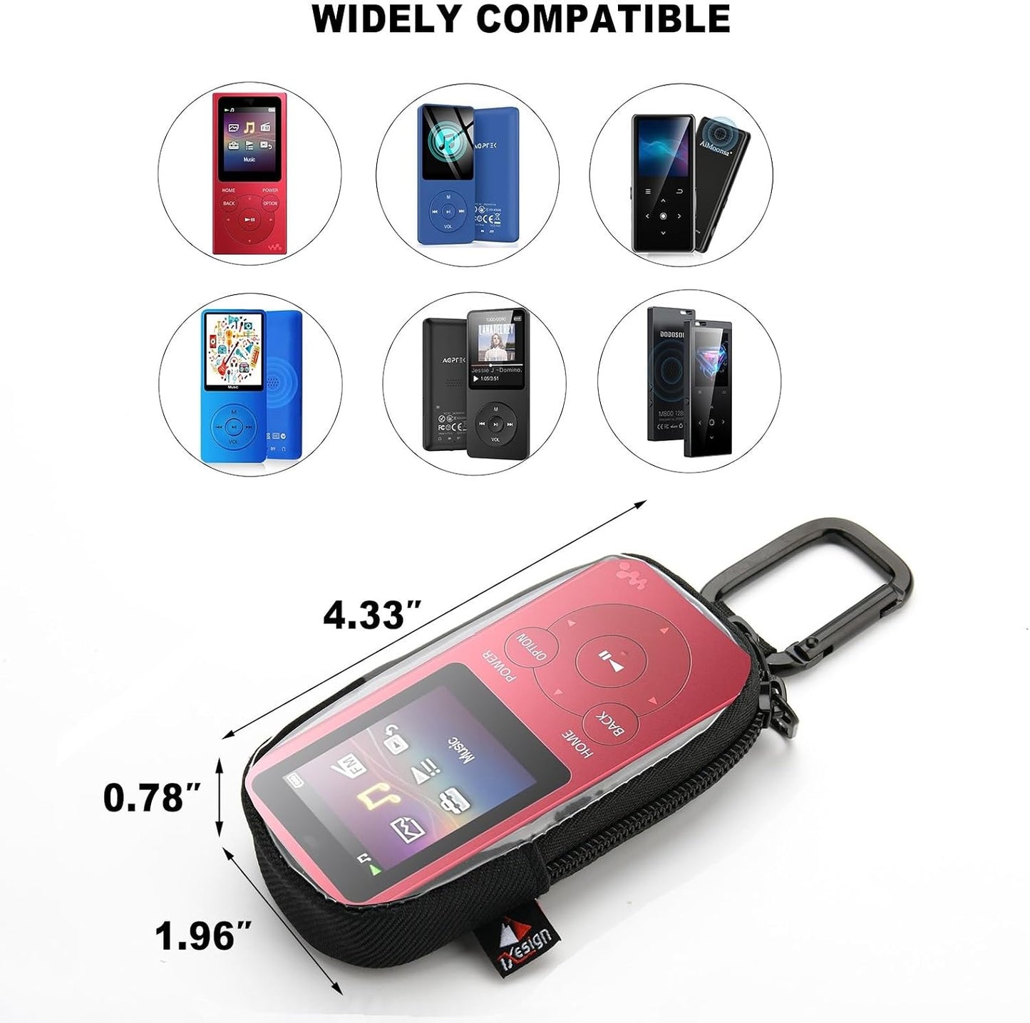 TXEsign MP3 NWE394 MP3 MP3 (4.33'' 1.96'' 0.78'') Player Case Storage Bag Compatible with Sony Player, Carry Case