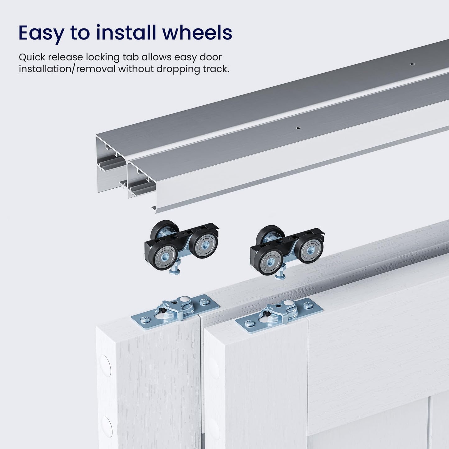SMARTSTANDARD 48"/4FT Bypass Sliding Door Hardware Kit for Cabinet Closet, Aluminum Alloy Hardware with Finger Pull, for 2 Door System, Smoothly and Quietly, Fit 24.5" Wide Panel, No Door
