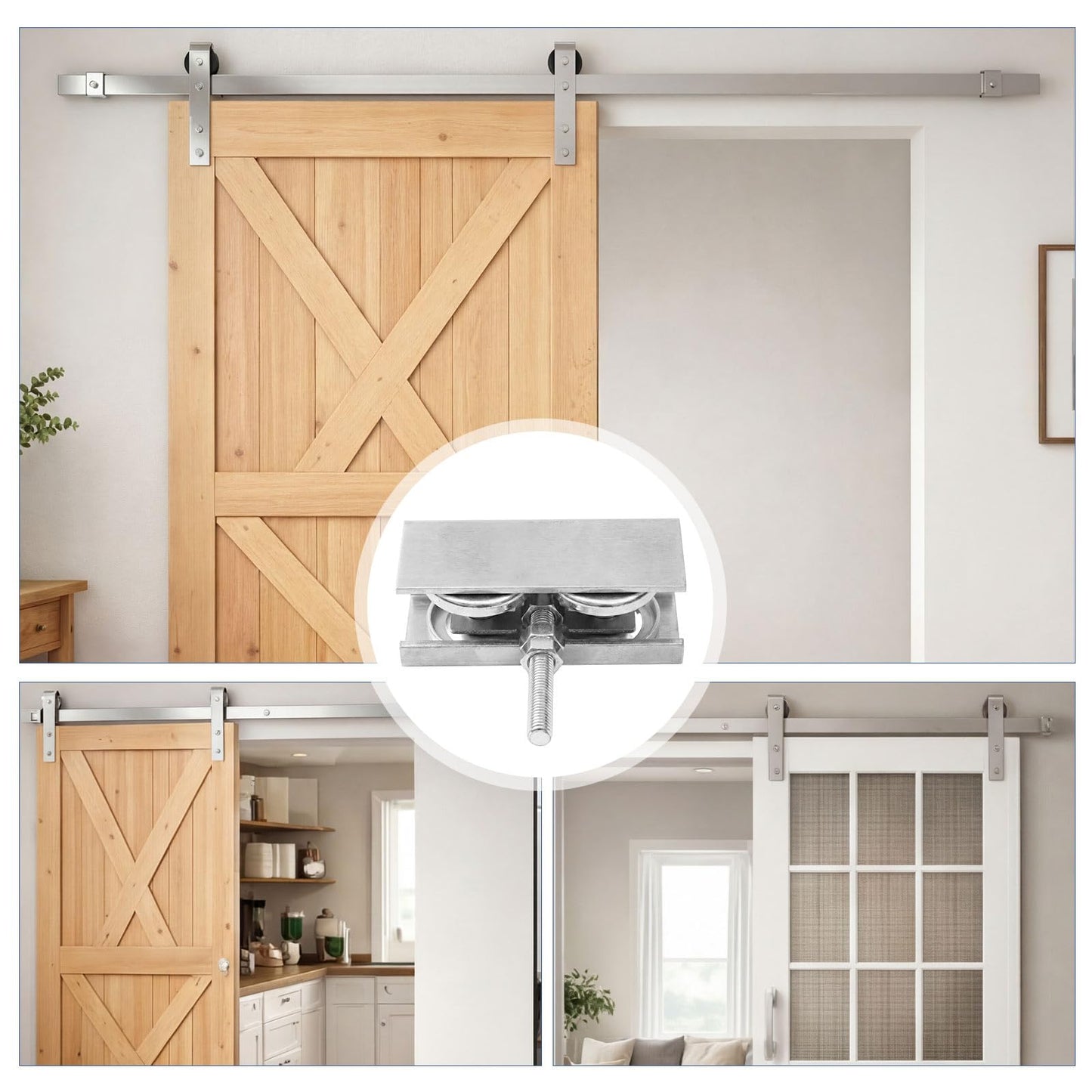 Hicarer 2 Pcs Wheel Trolley Assembly Barn Door Rollers for 1-3/4" Wide and 2-1/4" or Taller Rail Hanging Track, Beam Trolley Applied for Mount Heavy Barn and Shed Sliding Doors