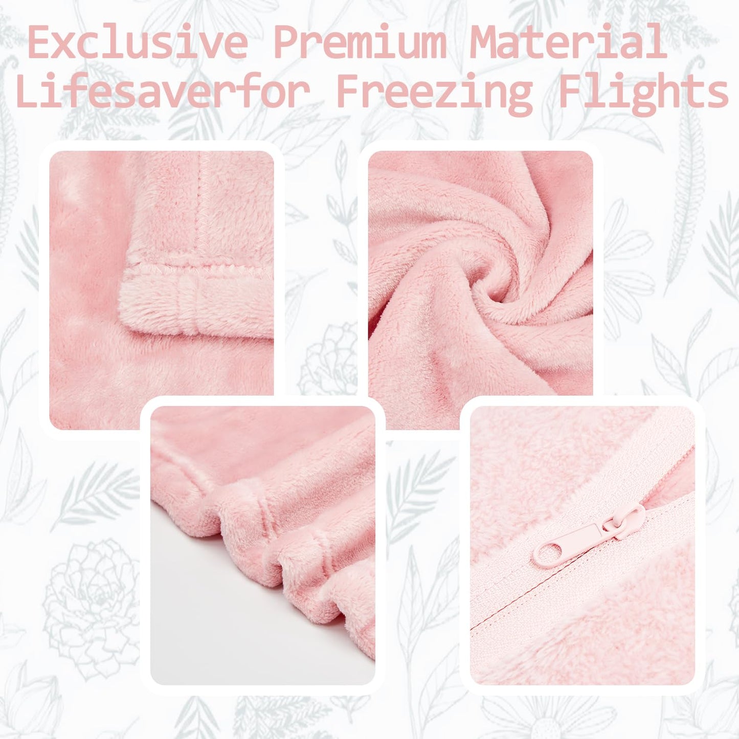 Brensglunt Travel Blanket Pillow, Premium 2 in 1 Flannel Airplane Blanket Compact for Travel,Office, Home,Travel Essentials Accessories for Plane and Car,Compact Office Blanket (Pink)