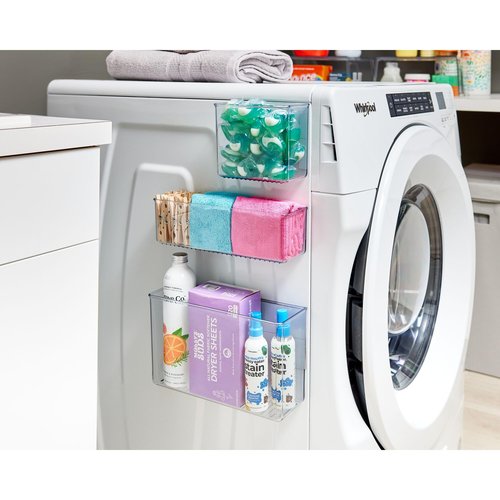 iDesign Magnetic Medium Clear Plastic Organizer Bins for Laundry Room Storage