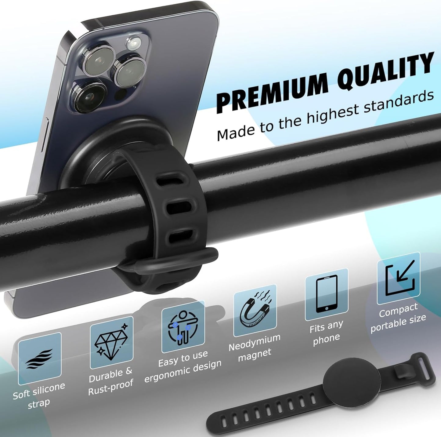 Aerbeis 17 16 15 14 13 12 Stroller Phone Holder for Magsafe iPhone Steering Wheel Phone Mount for Peloton, GYM