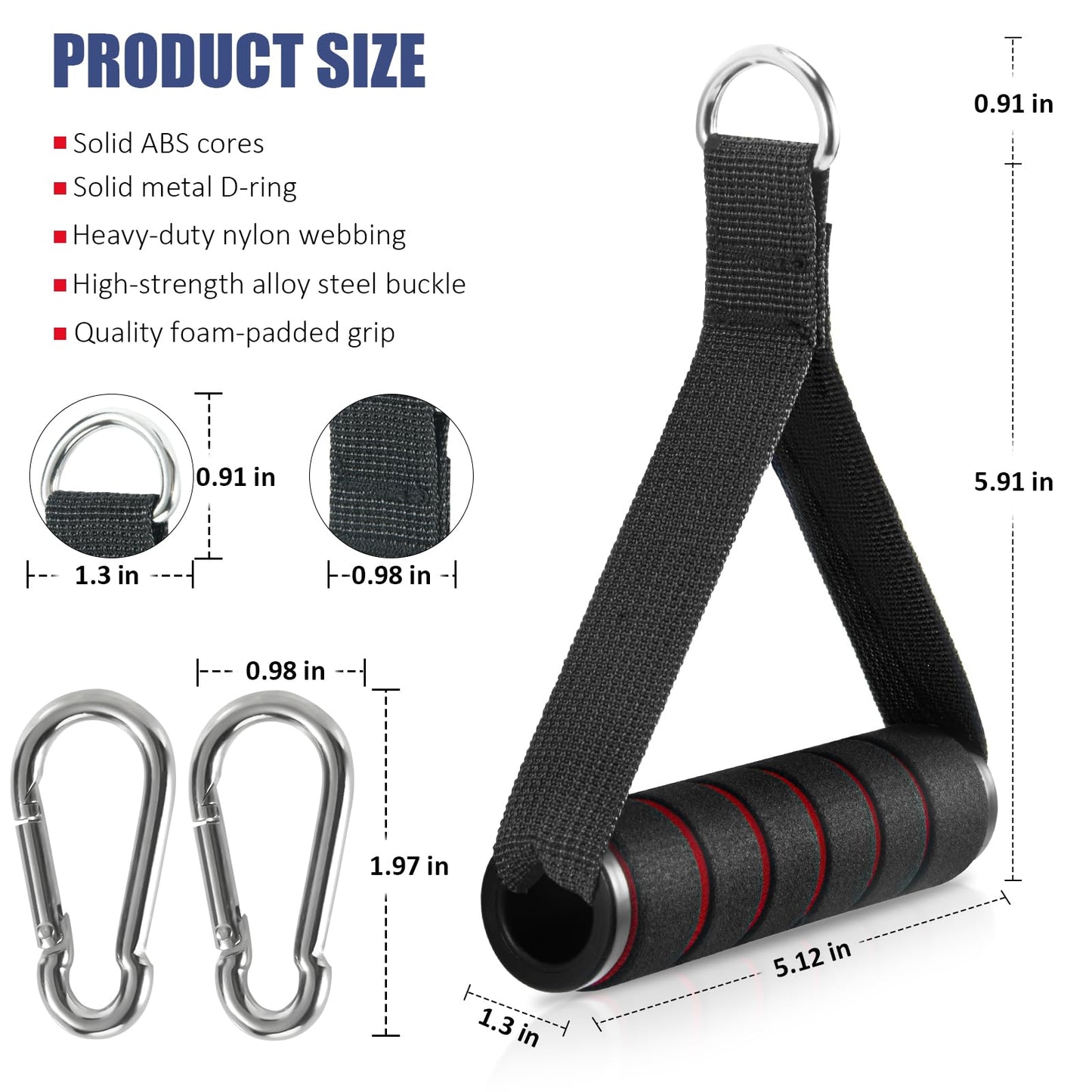 Citufuol 2 Pack Exercise Handles, Heavy-Duty Cable Machine Attachments for Strength Training, Pilates, Home Gym & Resistance Band Workouts
