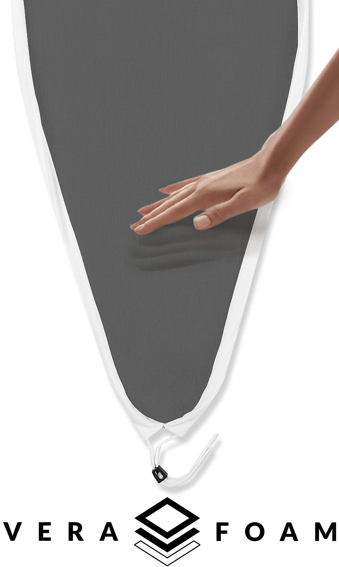 Reliable 320LB 2-in-1 Ironing Board, Standard 47.25” x 19” Convertible to Extra-Long Rectangular 55” x 19”, Vera Foam Cover, Conex Heat Resistant Zone, Removable Iron Rest, Adjustable Height