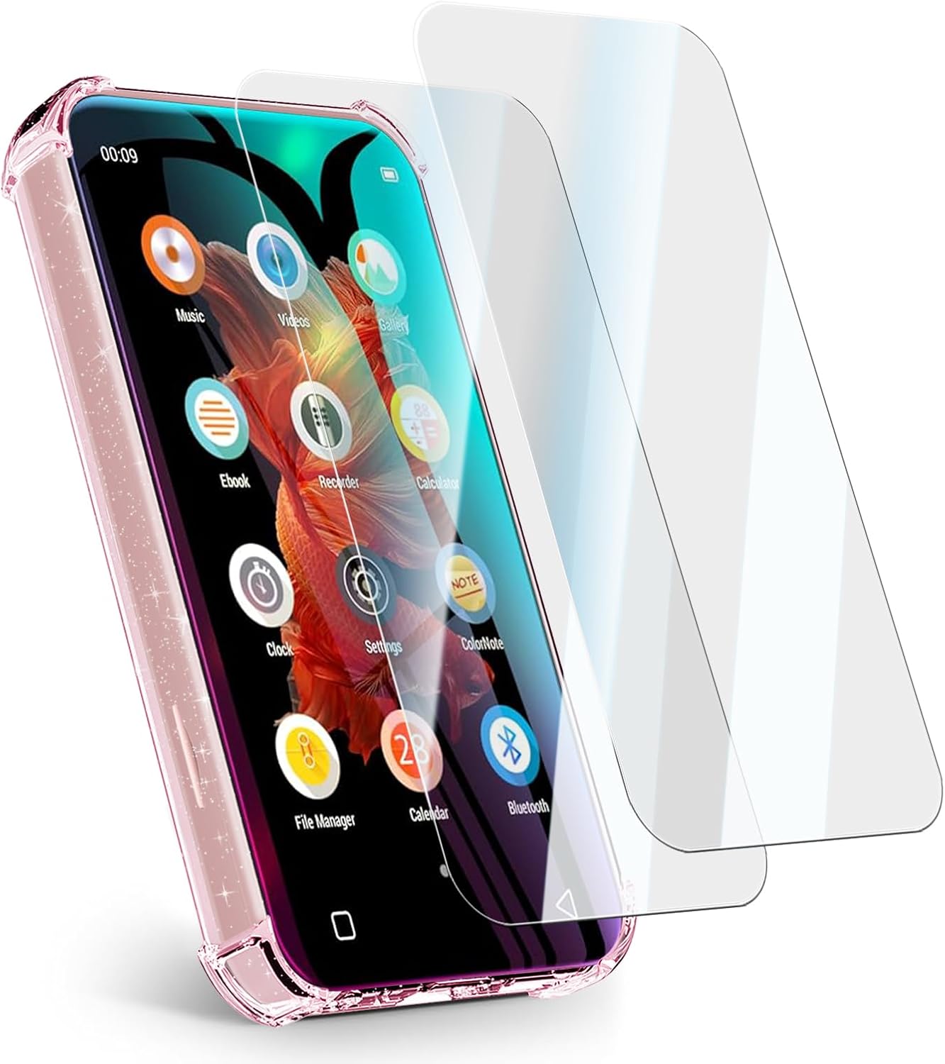 Aippdo G1 G3 MP3 2 1 SetTPU 9H 2 Pack Case and Tempered Glass Screen Protector for innioasis Player in Clear Cover,Anti