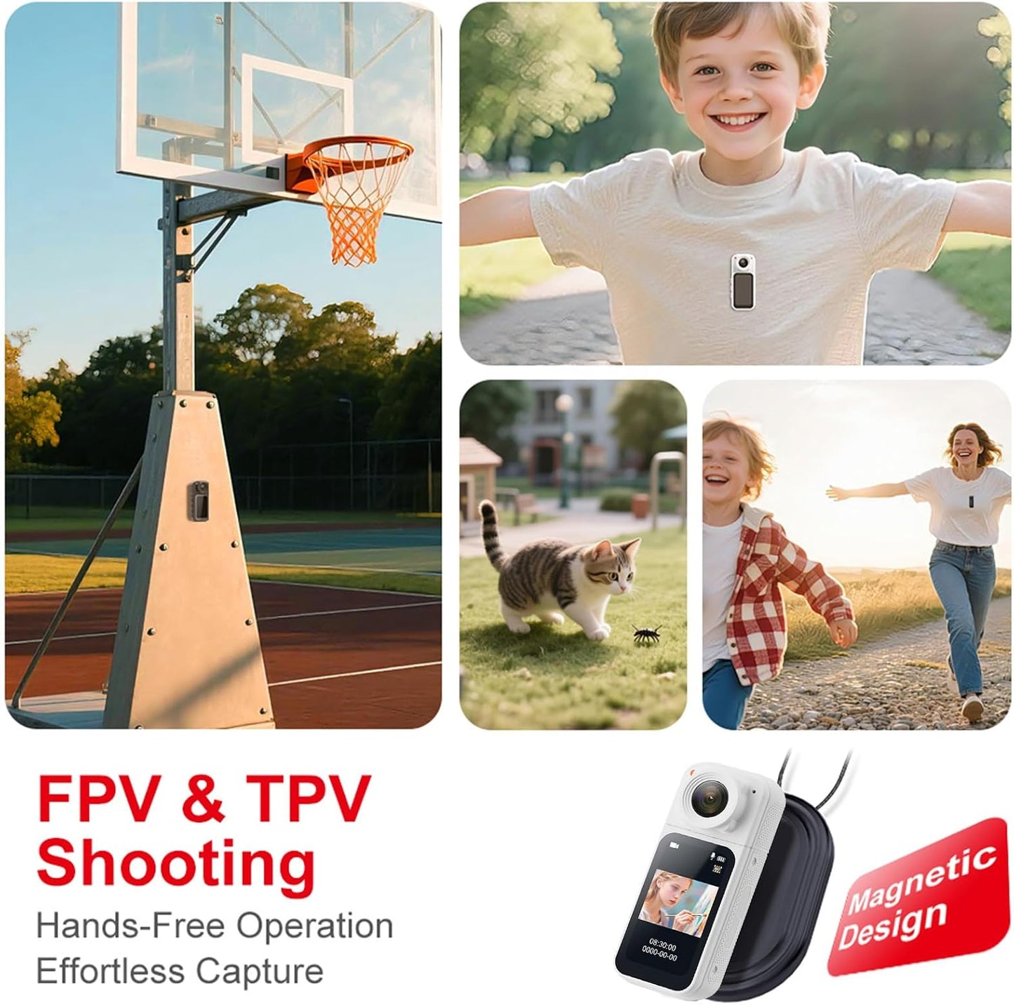1080P Zyyini Action Camera, Mini Body Wearable Portable Thumb Camera Video Recorder with Magnetic Lanyard, One Click