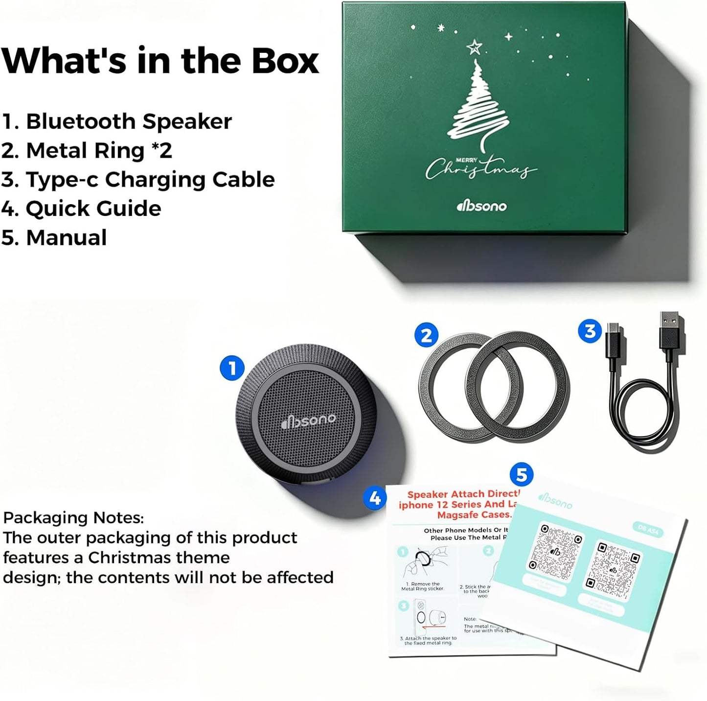 dbsono 3-in-1 Small Portable Bluetooth Speaker - Mother's Day & Graduation Gifts, Magnetic Phone Stand Speaker