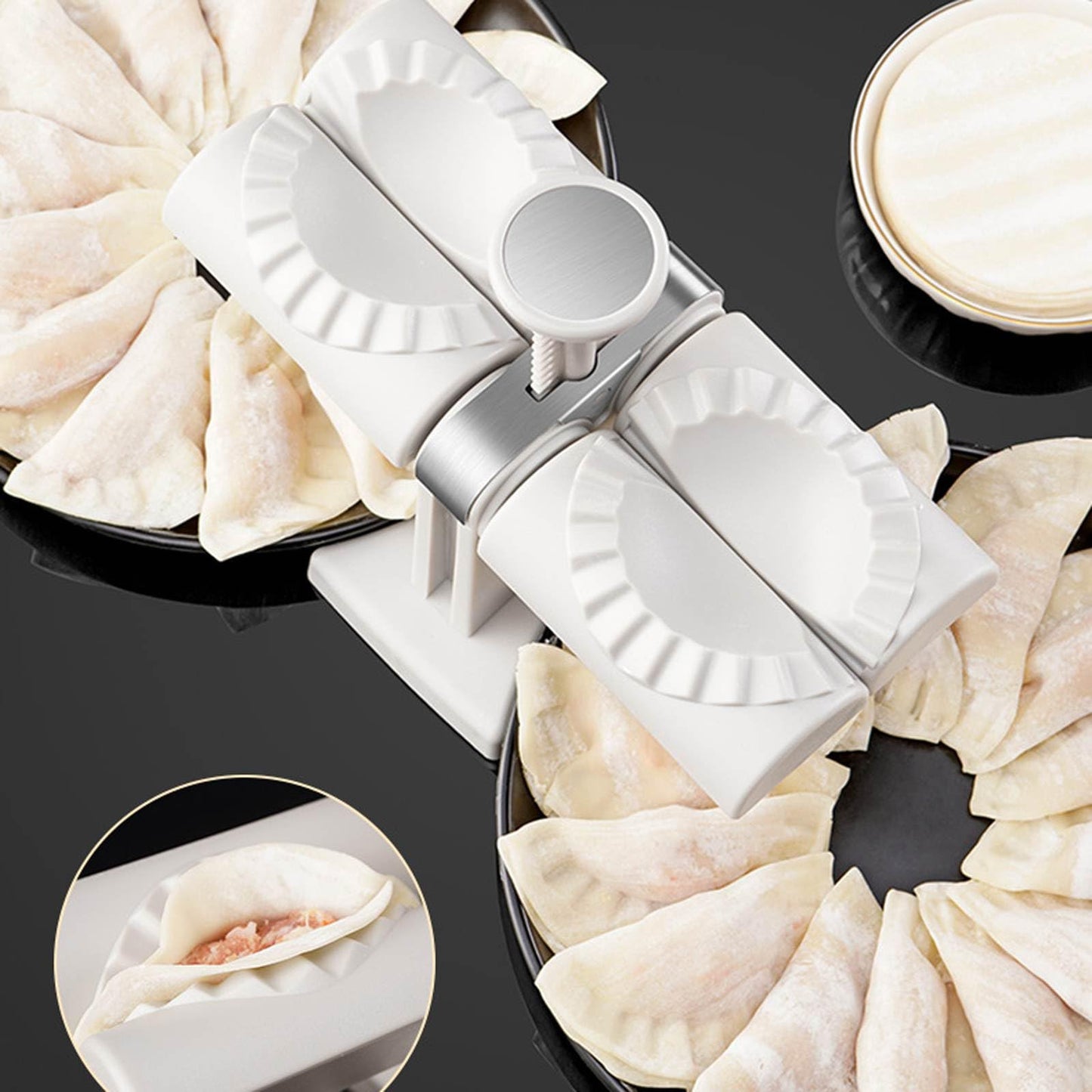 Dumpling Maker, Press Double Head Dumpling Maker Machine for DIY Beautiful Dumplings, Household Kitchen Empanada Making Tool, Rapid Forming Empanada Dumpling Mold For Home Kitchen Pastry Makin