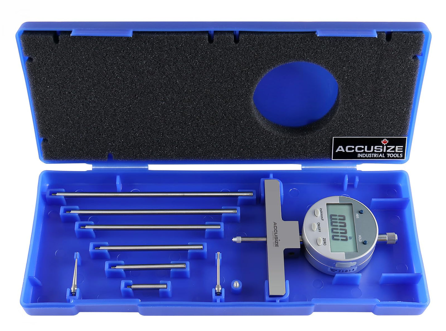 Accusize Industrial Tools - 0-22 inch Electronic Digital Depth Gauge, Inch/Metric/Fractional, 2 Extra Points for Small Hole Applications, P103-0188