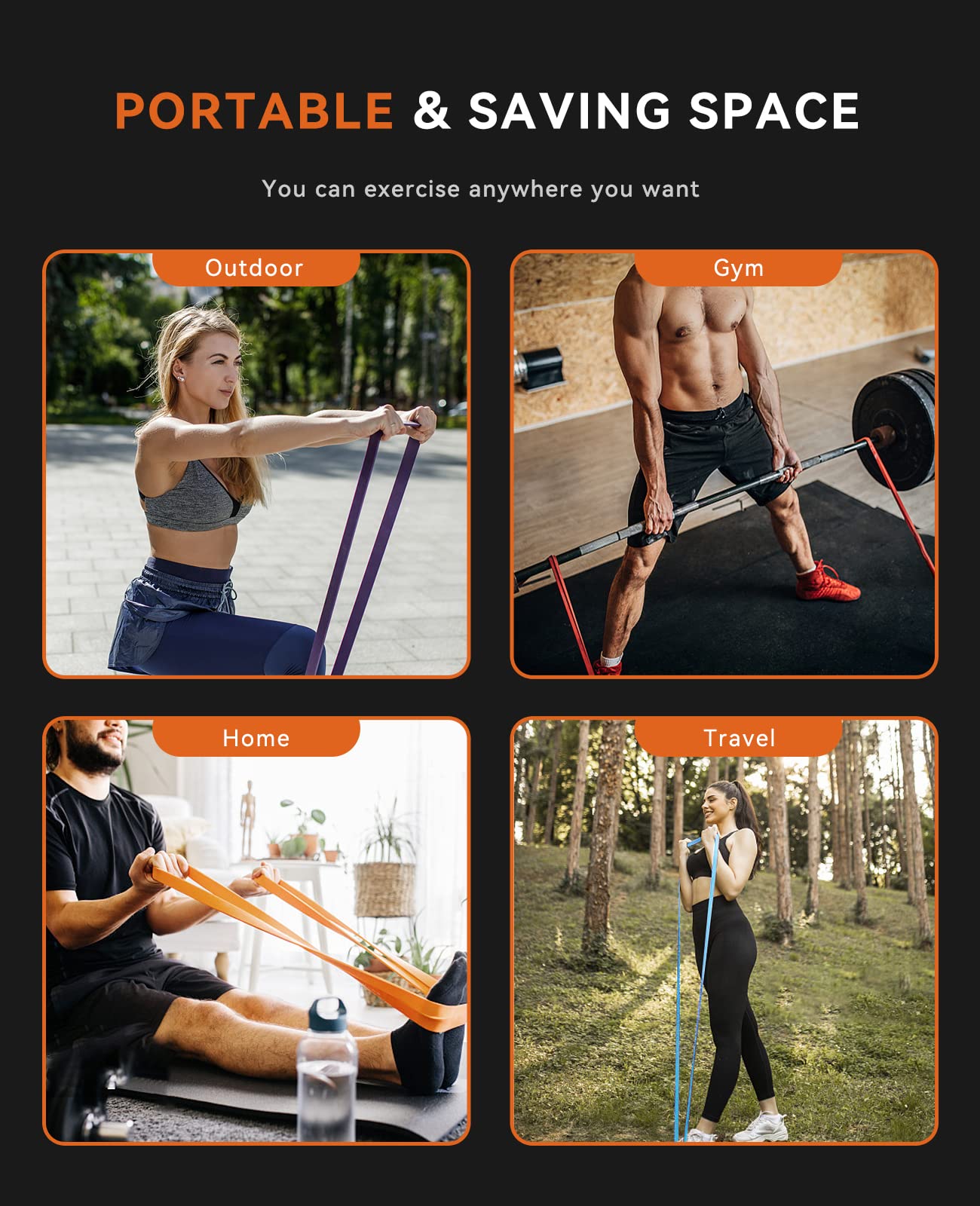 SUNPOW Pull Up Assistance Bands, Set of 5 Heavy Duty Resistance Bands for Men & Women, Natural Latex Exercise Bands for Pull-Up Progression, Home Workout, Strength Training, Mobility & Stretching
