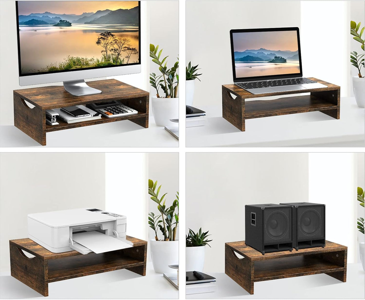 2 Zimilar Monitor Stand Riser, Tiers Laptop Computer Monitor Riser for PC Screen, iMac, Desktop Wooden Screen Monitor