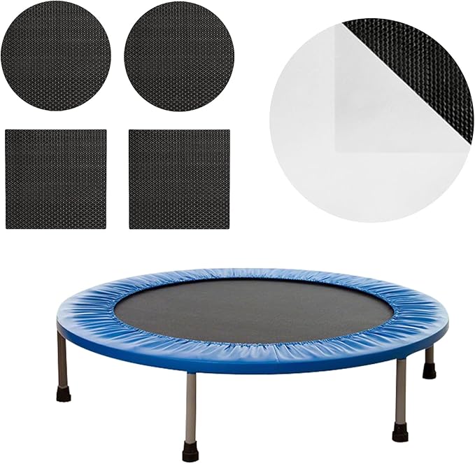 Self-Adhesive Trampoline Patch Repair Kit, 2 Round+2 Square Patches, Trampoline Accessories for Repairing Tears or Holes in Trampoline Mats