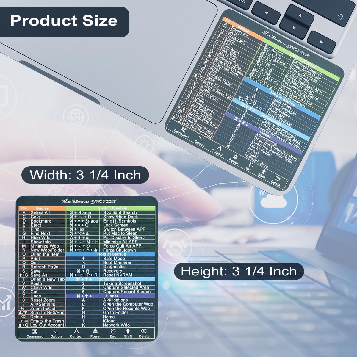 13-16 inch M1 M2 M3), 21 24 27 YINOVEEN Design for Mac OS System Keyboard Shortcut Sticker, New Flag for MacBook