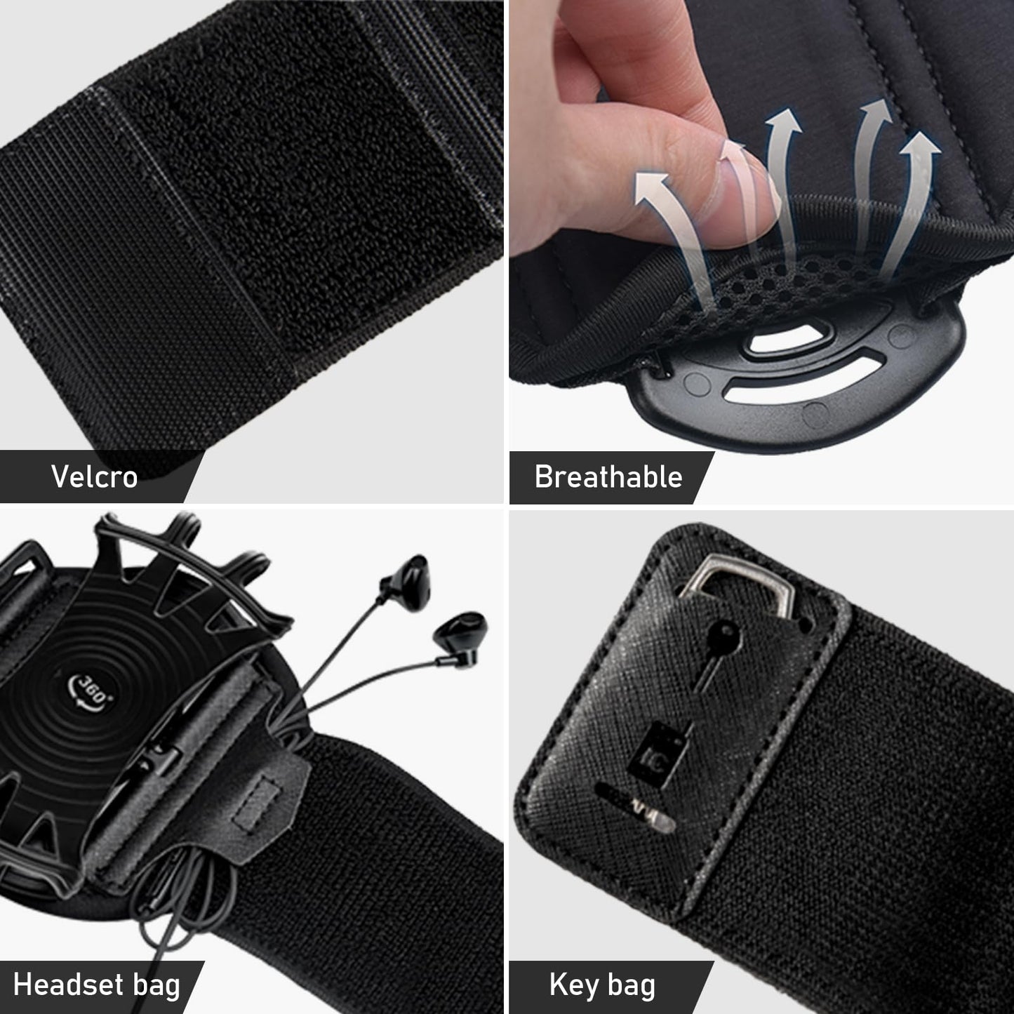HLOMOM Wristband Phone Holder for Running,Forearm Armbands 360° Rotatable & Detachable Compatible with All 4.5-7 inch Cellphone for iPhone 16/15/14/Pro/ProMax/13/12/11/mini/XS/XR,for Workout Jogging