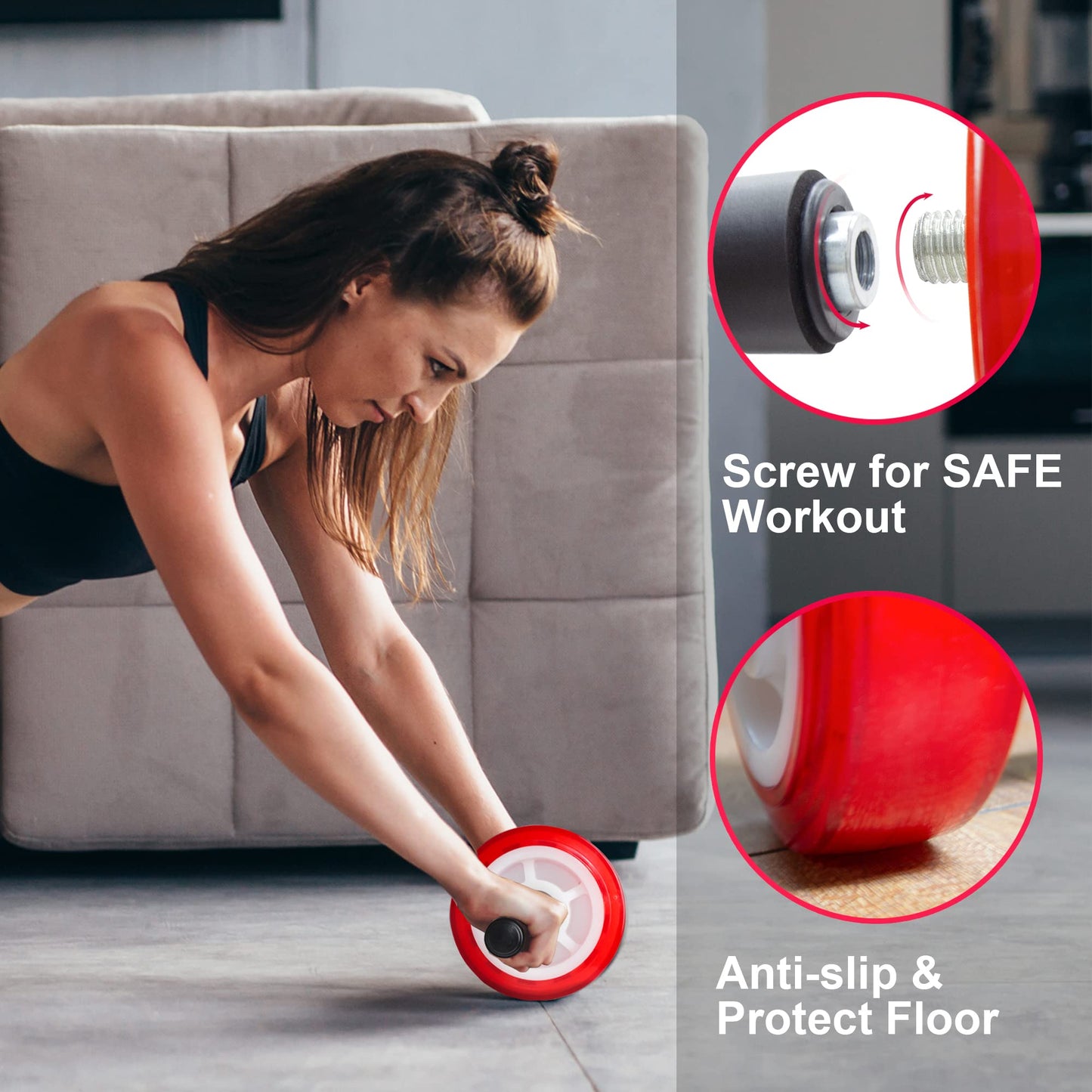 PALLOTH Ab Roller Wheel, Core Exercise Equipment - 880 lbs Weight Capacity, No Noise Ab Wheel for Home Gym Workout