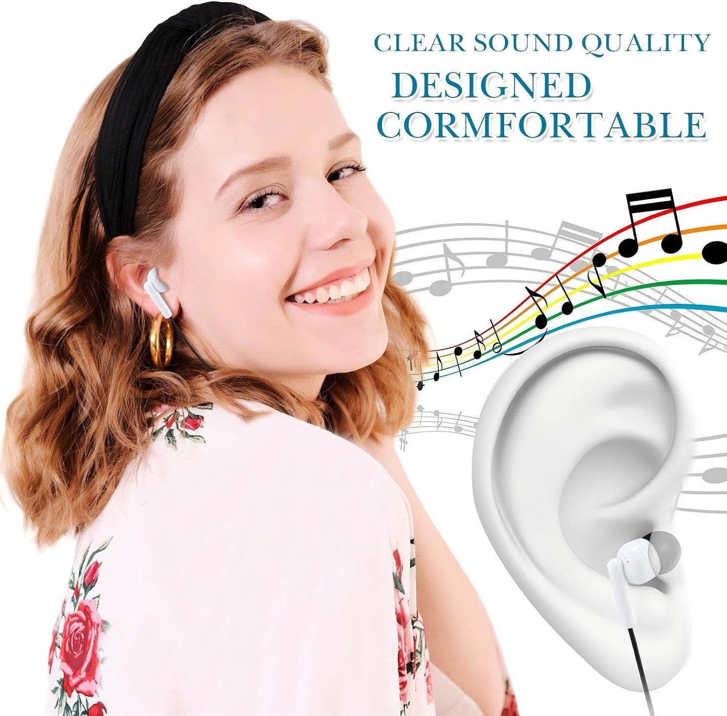 25 Pack 3.5MM Kanayu Wired Earbuds Bulk for Classroom Ear Headphones Wired Basic Student Earbuds No Microphone