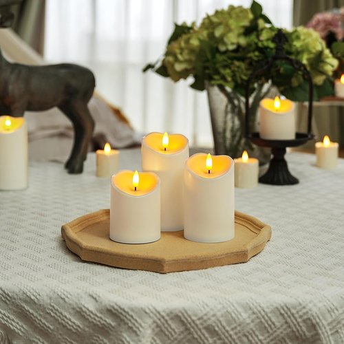 Homemory Flameless LED Outdoor Candles - Waterproof, Remote & Timer Included | Ivory White, Set of 3