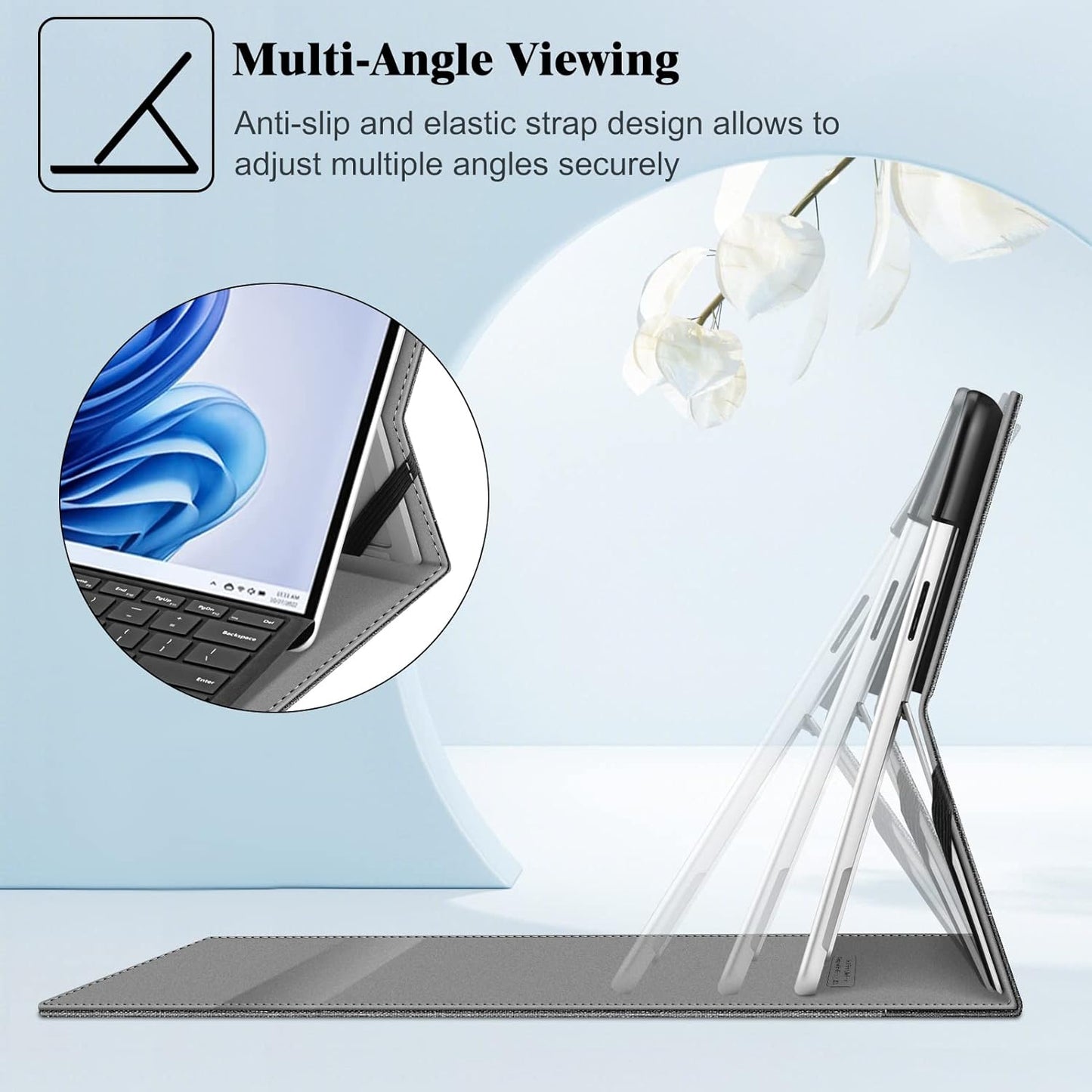 FINTIE 13 Inch 11/10/9 Case for Microsoft Surface Pro - Multiple Angle Viewing Portfolio Business Cover with Pocket