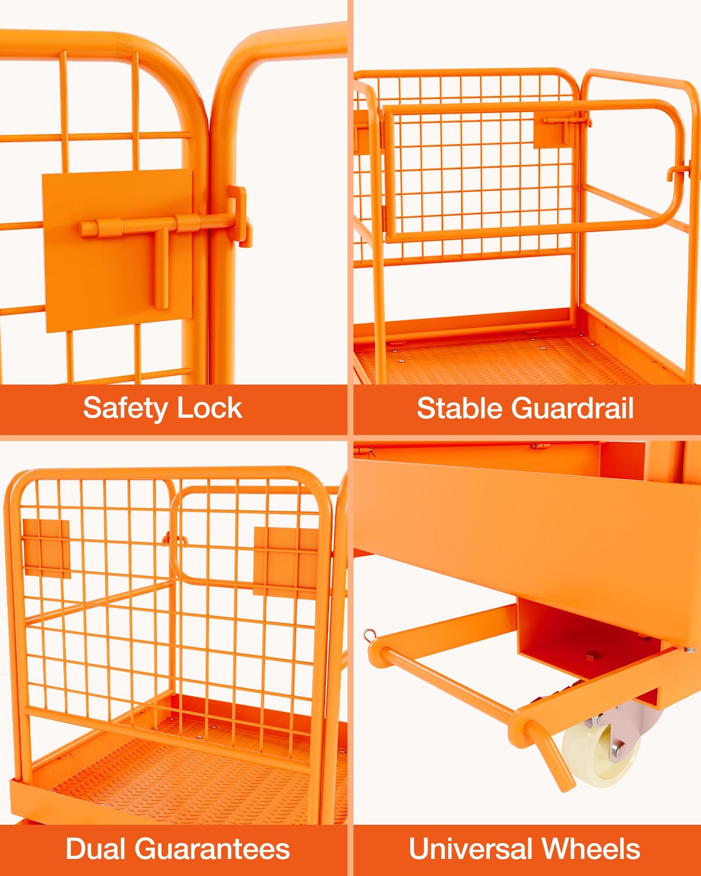 GarveeTech 36 in x36 in Forklift Safety Cage, Foldable Forklift Work Platform,Forklift Man Basket 1200 LBS Capacity,Collapsible Platform Lift Basket with Chain and Safety Lock for 1-3 People