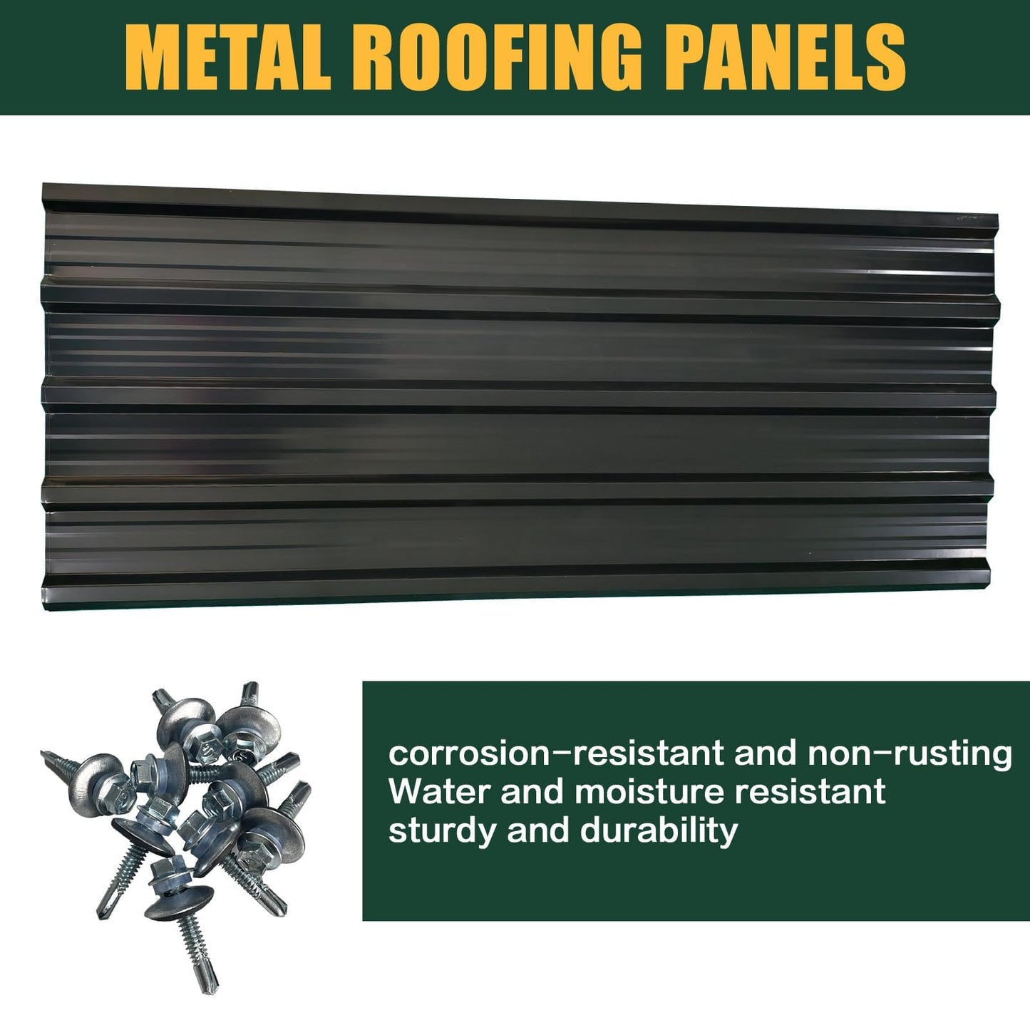 18pcs Roof Flashing Panels, L60.63×W17.72 Inch Corrugated Galvanized Roofing Panels, Porche, carport, shed, Stable, Chicken coop Black