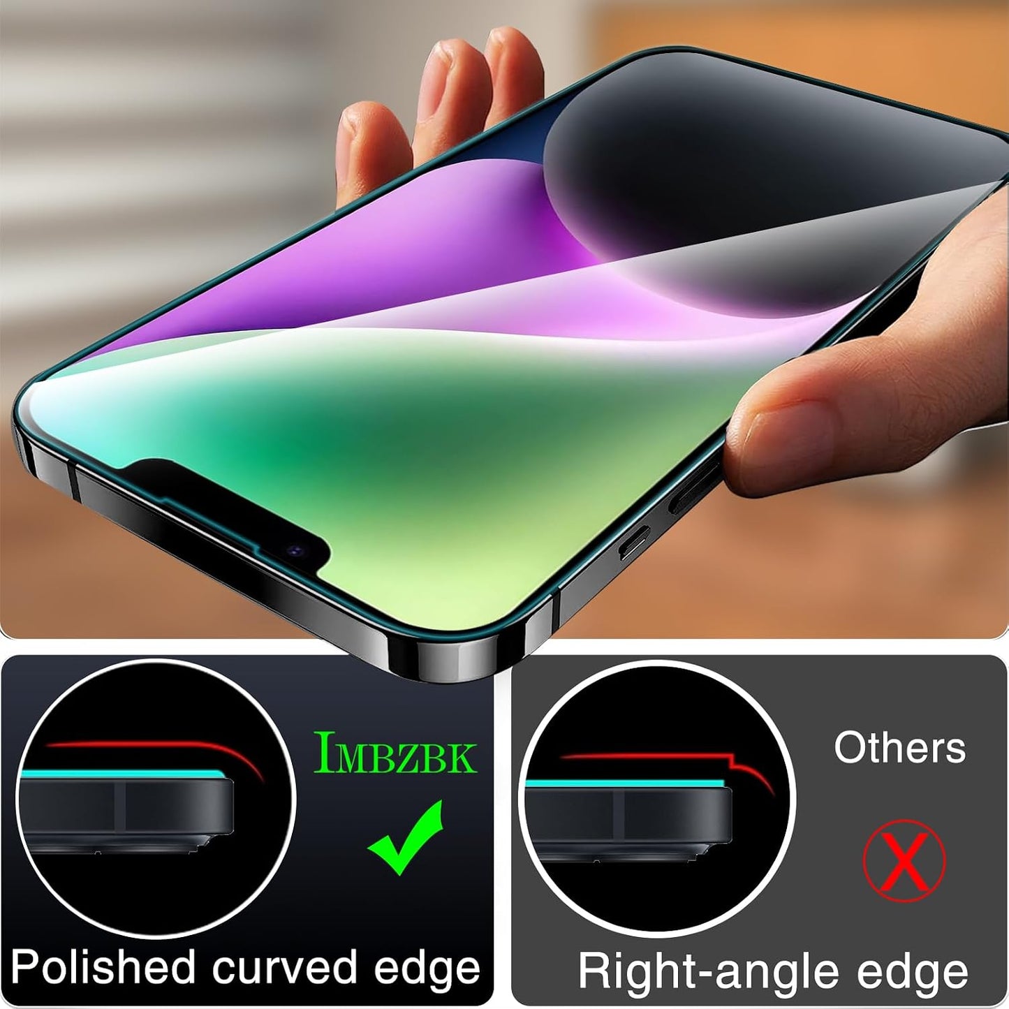 3 Pack 14 [6.1 INCH] 3 IMBZBK [Auto-Dust Removal] Screen Protector for iPhone Accessories, Case Friendly Film, Military