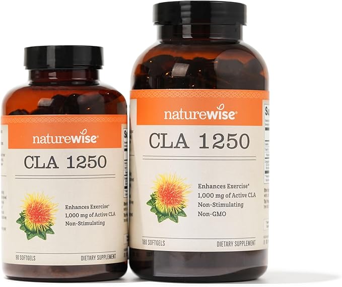 NatureWise CLA 1250 - Conjugated Linoleic Acid Supplement for Women and Men, Not Stimulating, Supports Healthy Weight, Fitness Goals - Non-GMO, Gluten Free - 90 Softgels[1-Month Supply]