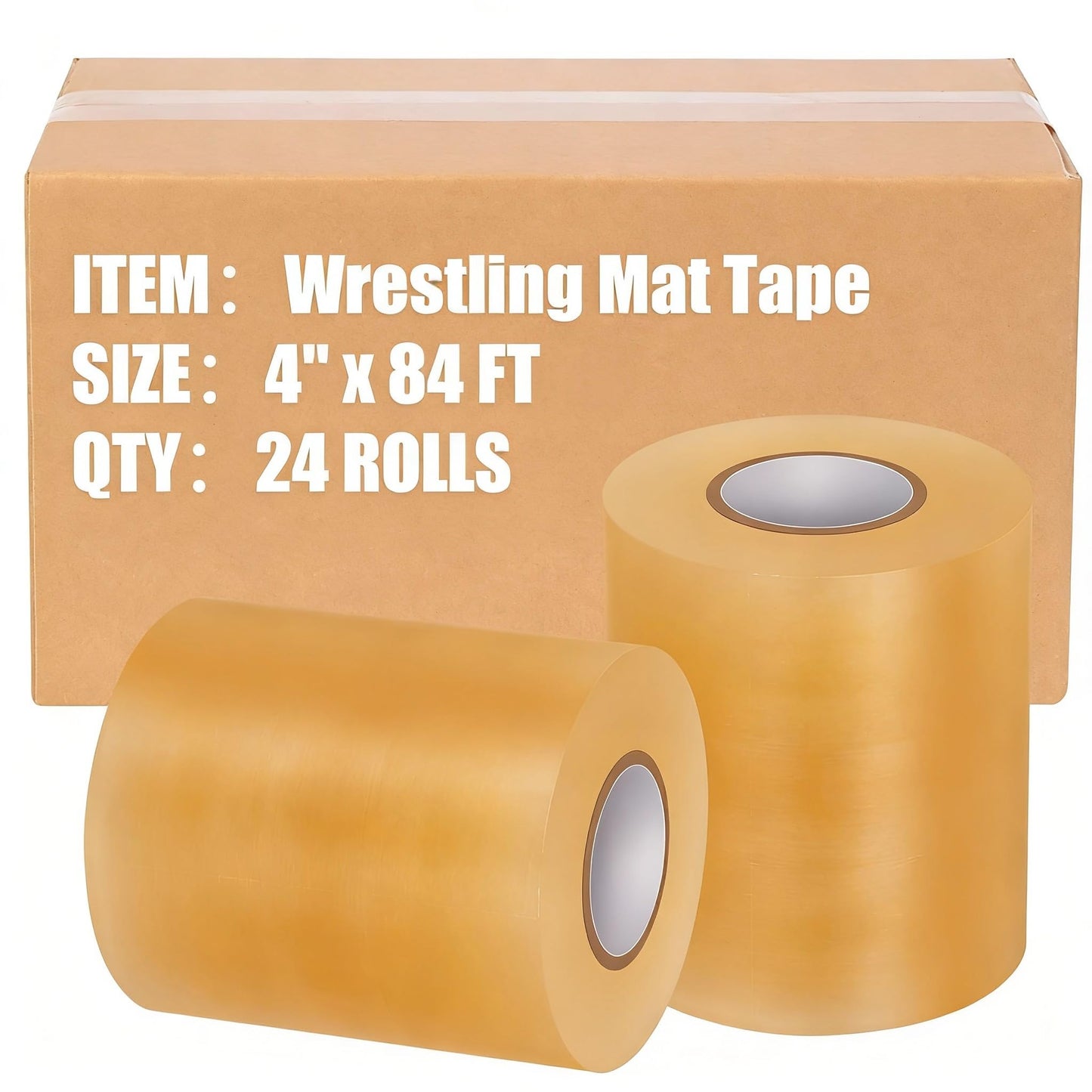 24 Rolls 3'' or 4'' x 84' Wrestling Mat Tape Gymnastics Floor Tape Wrestling Grappling Exercise Mats Seam Cover Tape Heavy Duty Carpet Jiu Jitsu Mats (A, 4")