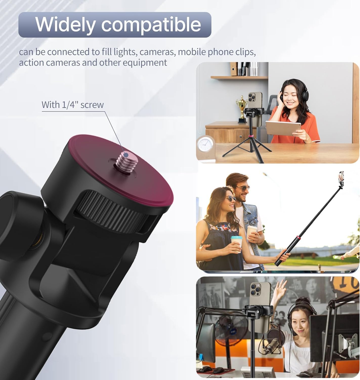 AceTaken 81'' C920/MX 4K/C922/C930/Brio 500/StreamCam 16 15 14 13/Samsung S24 S23 S22 Webcam Floor Tripod Stand Holder