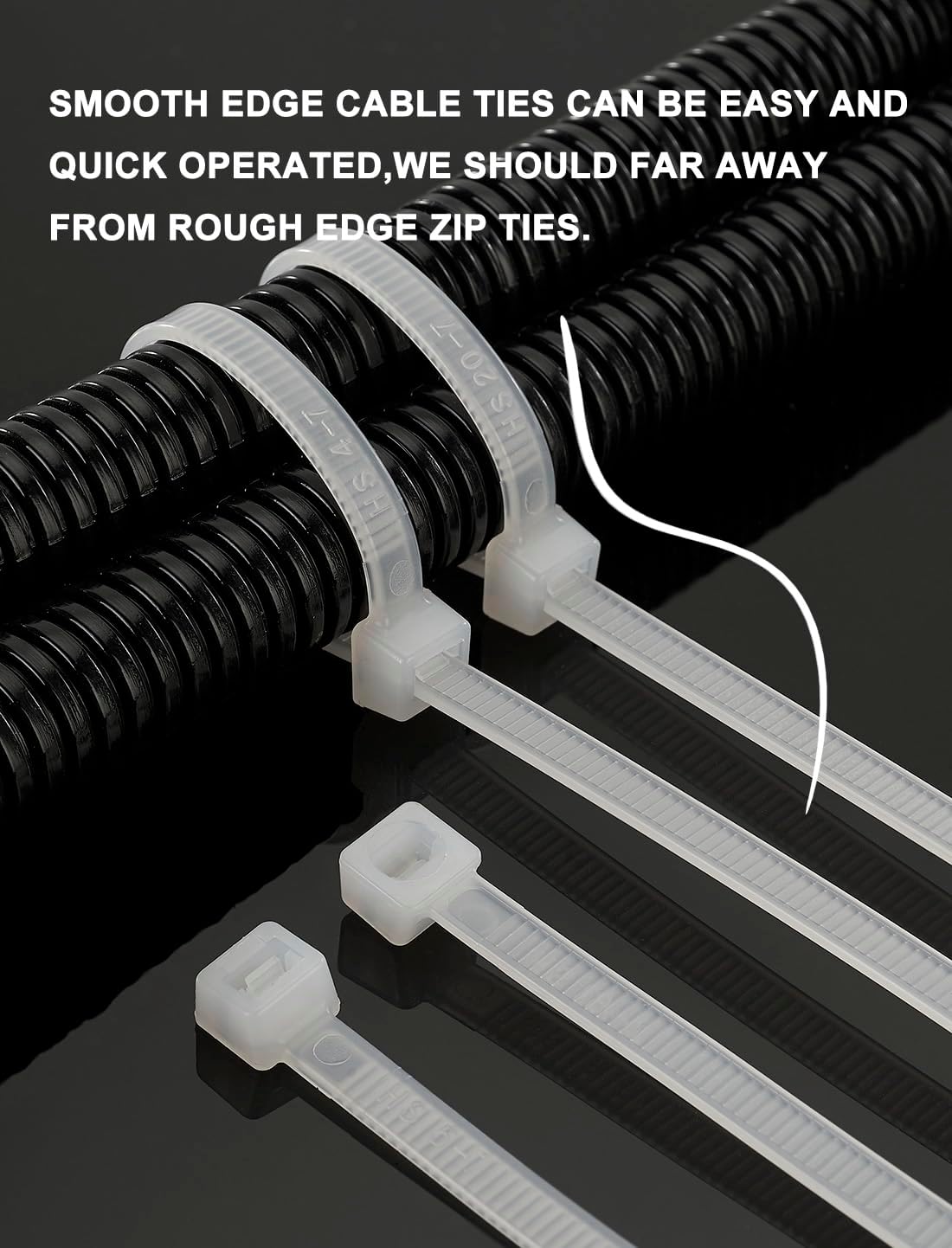 (50 Pack) 0.35 Inch 200 36 Inch HVAC,Travel,Packaging,Vessel HS Extra Long Heavy Duty Zip Tie Straps Thick Plastic Duct