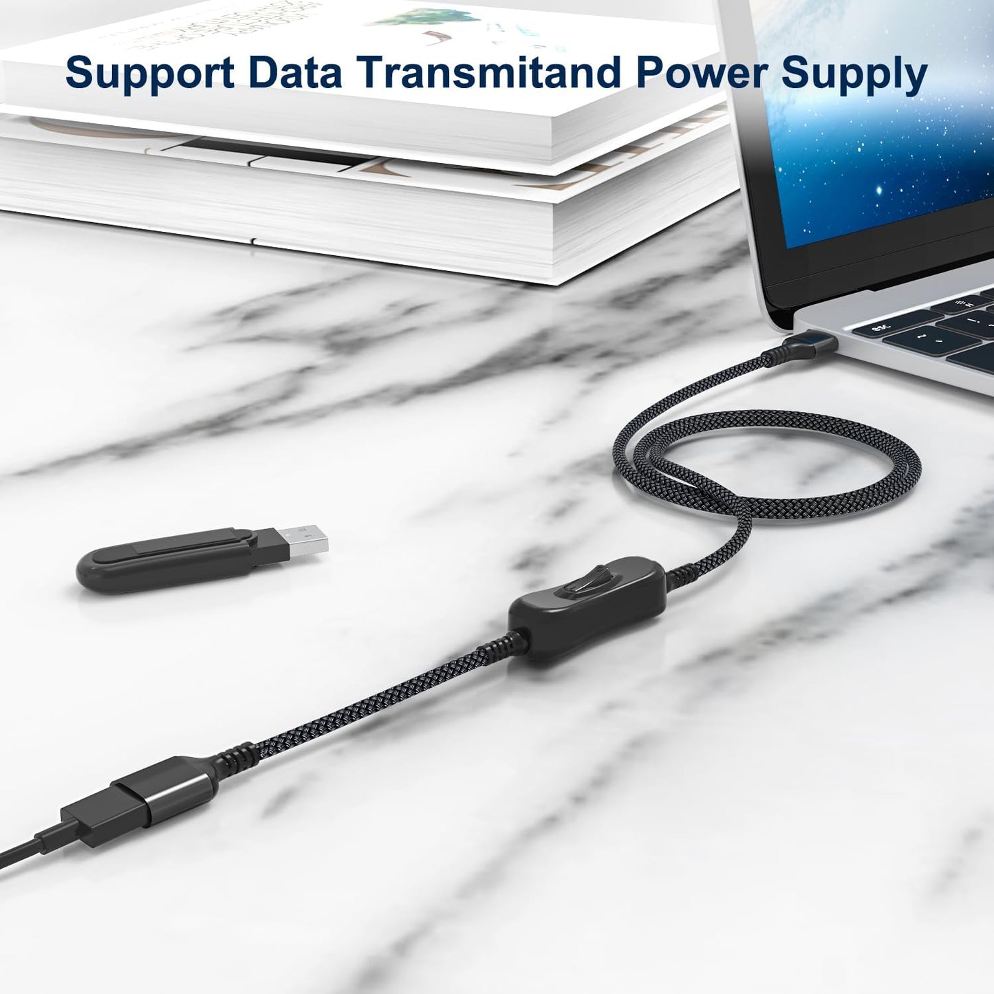 3.3FT/1M,Inline Itramax USB On Off Switch Cable,USB Extension Cable Support Data and Power Power Switch,Male to Female