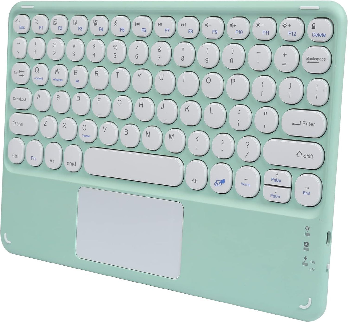 KUYHRF Wireless Keyboard with Touchpad, Ultra-Thin Rechargeable Bluetooth Keyboard Mini with Trackpad, Round Keys