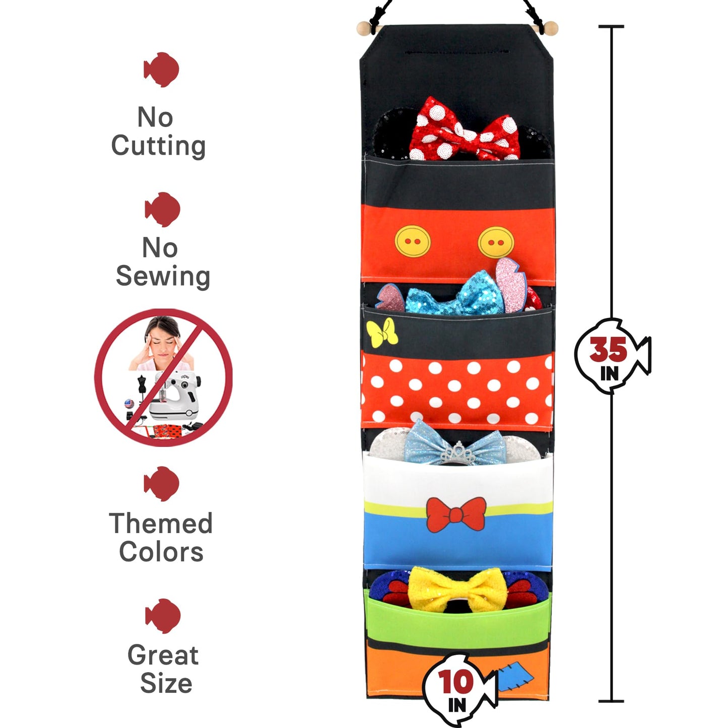 RUNROLE 4 Pocket Canvas Fish Extender - 10 Inch Width, Portable, Easily Customize, Hanging Storage Organizer, 2026&2027 FE for Gift Exchanges and Pixie Dust, Cruise Essentials