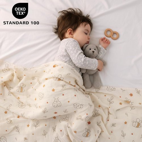 HECCEI Baby Swaddle Blanket - Large 70% Bamboo & 30% Cotton Muslin | Breathable 47 x 47 Inches for Newborns