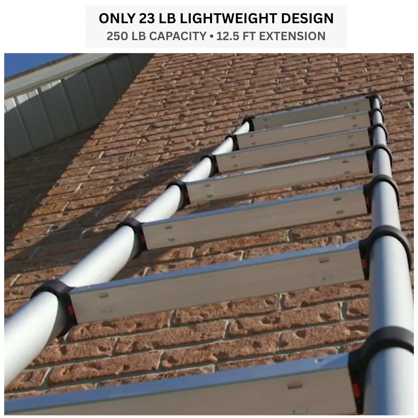 Telesteps 1600E Telescoping Extension Ladder – 12.5 ft Height, 16 ft Reach | Type 1 250 lb Rated | Lightweight Aluminum Ladder with One-Touch Retraction, Safety Locks & Pivoting Feet