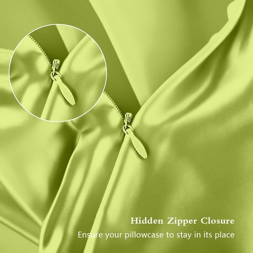 Mulberry Silk Pillowcase Set by Skiennix - Anti-Acne Queen Size 2-Pack in Olive Green