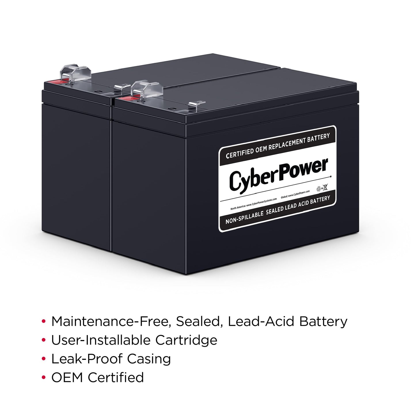 CyberPower RB1290X2 UPS Replacement Battery Cartridge, Maintenance-Free, User Installable, 12V/9Ah , Black