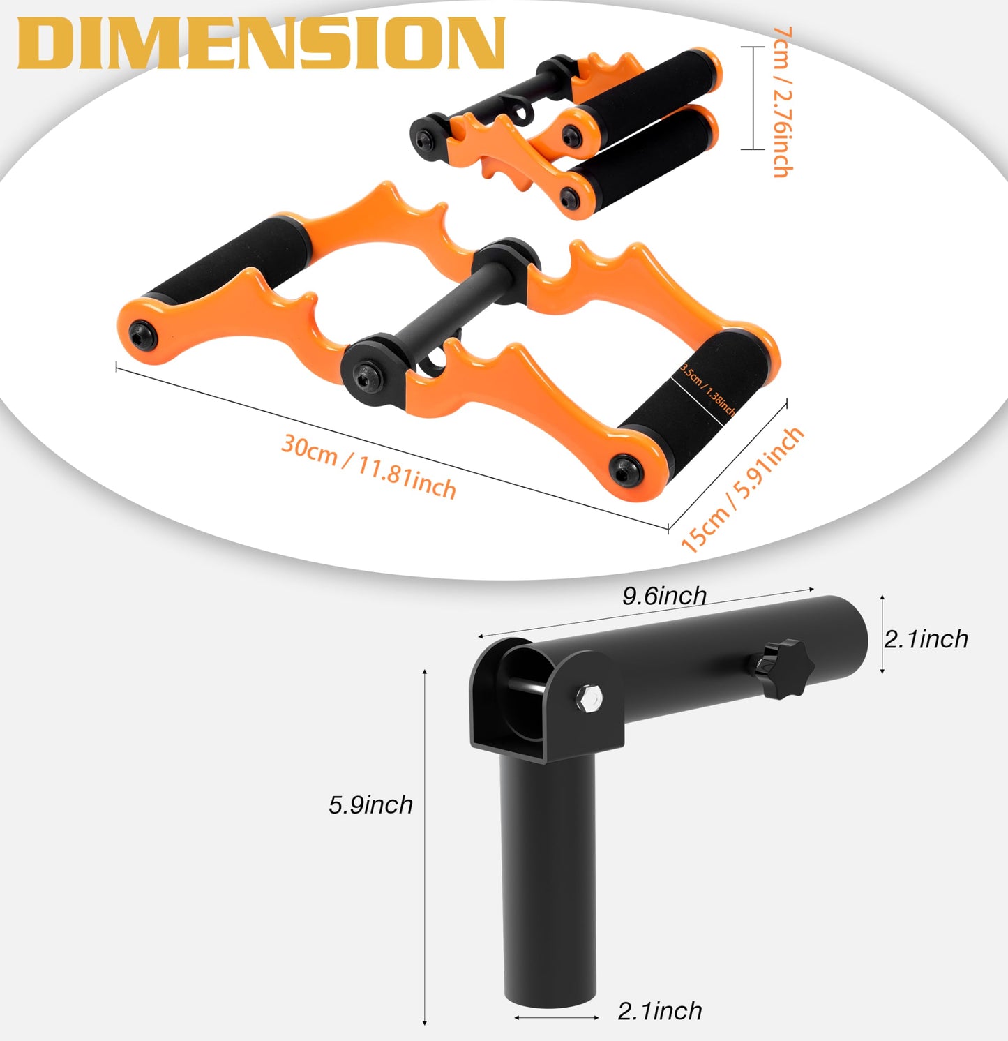 Lovind V Bar Landmine Attachment with T Bar Row Attachment，Foldable V Bar Row Handle Double D Row Handle with Rubber Coating T-Row Attachment for Strength Training Bars (T Bar Row Set-Black&Yellow)