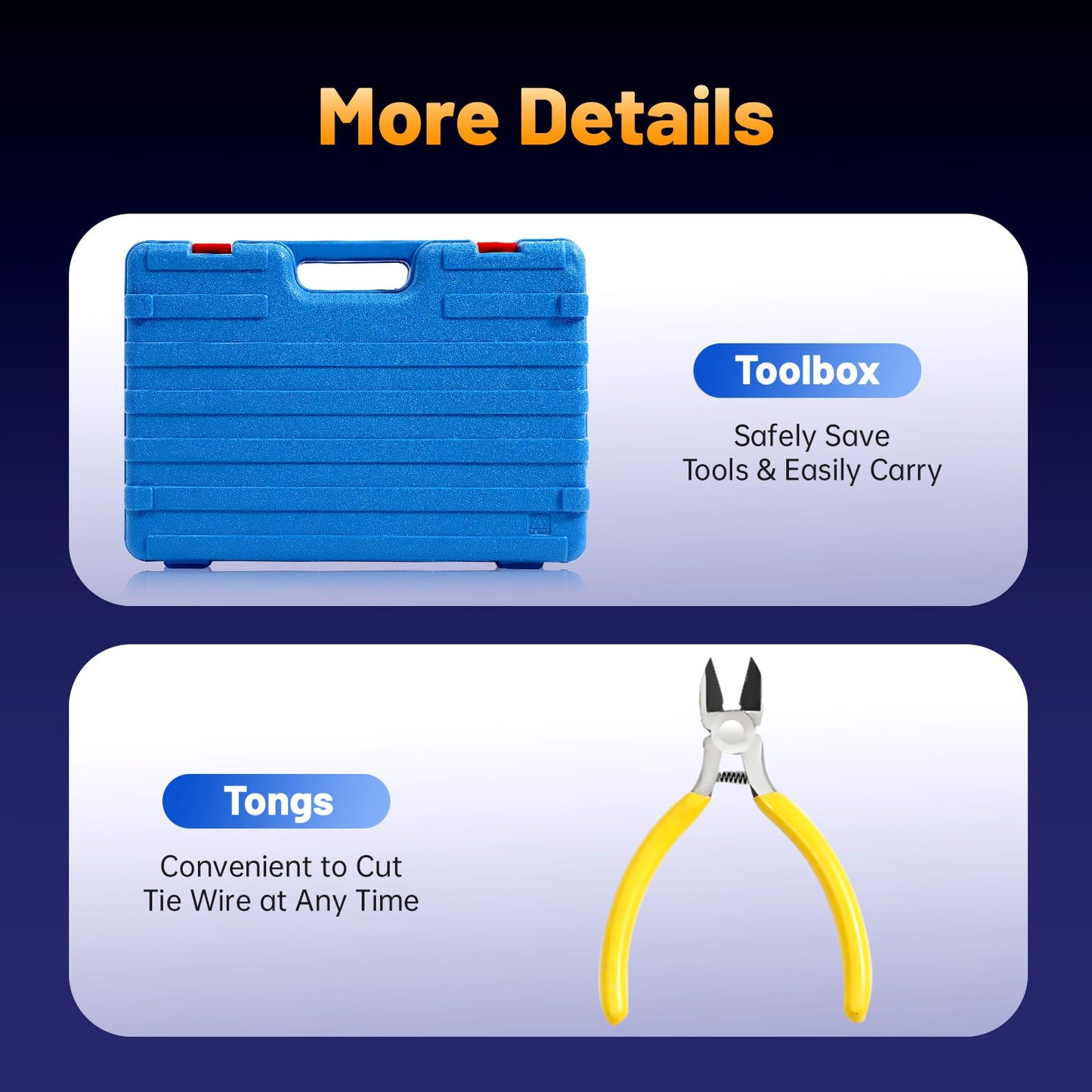 Futchoy 8mm-34mm Tier Tying Machine Automatic Rebar Tier Tying Machine Electric Reinforcing Rebar Tier Gun (Blue)