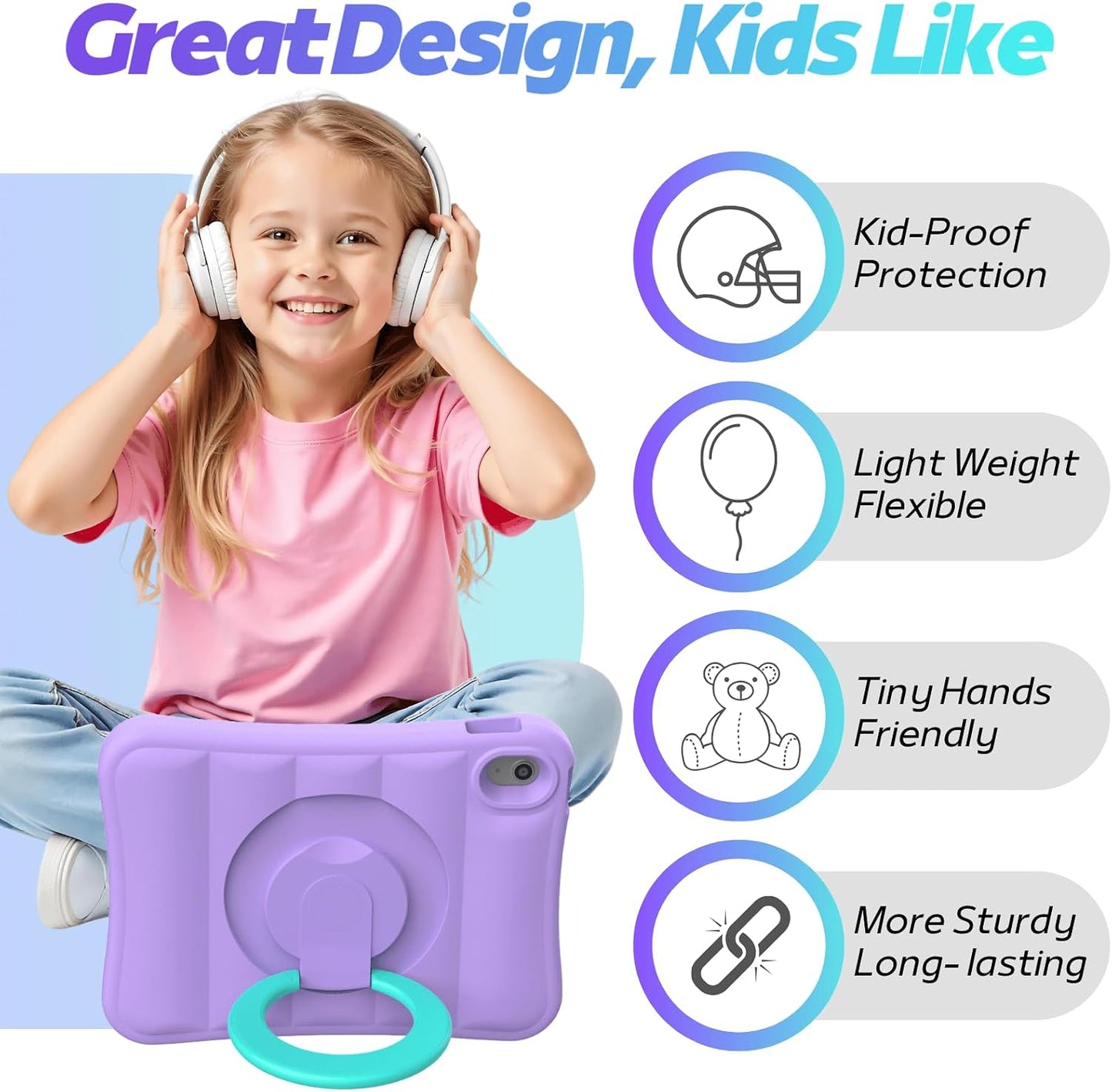 MRWHO (A16) 11th 11 inch 2025/ 10th 10.9 inch 2022 11 10 Kids Case for iPad Generation Generation - Sturdy Lightweight