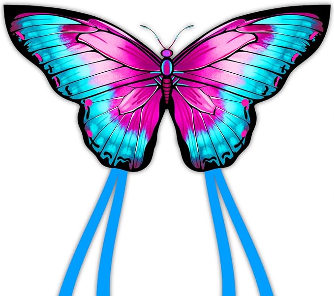 Butterfly Kites for Kids & Adults, Easy to Fly Design with Long Tail for Stability, for Kids Ages 4-8 & Beginners, Beach & Park Use | Family Outdoor Fun