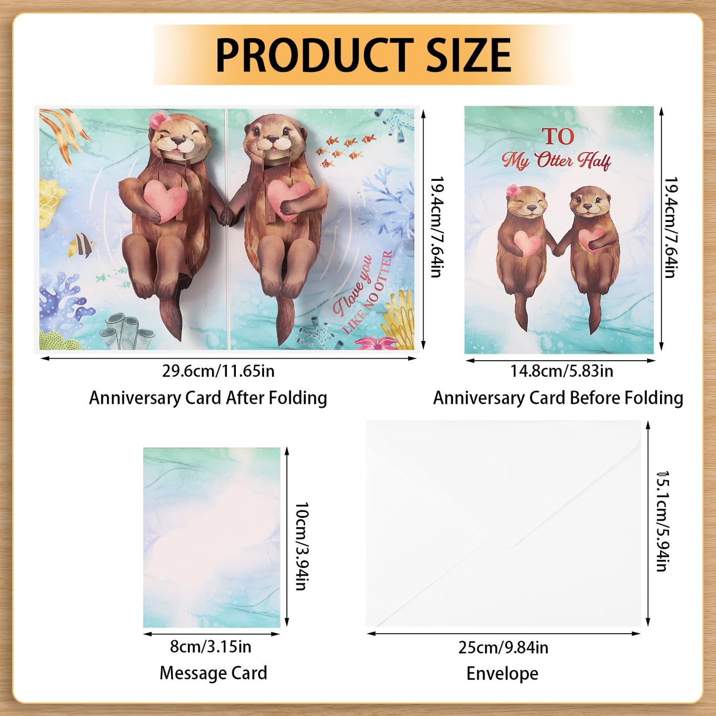Thboxes Anniversary Card, Otter 3D Pop Up Anniversary Cards, Birthday Card for Wife, Husband, Couple, Mom, Funny Valentines Cards with Message Note & Envelope for Him, Her, Girlfriend, Boyfriend