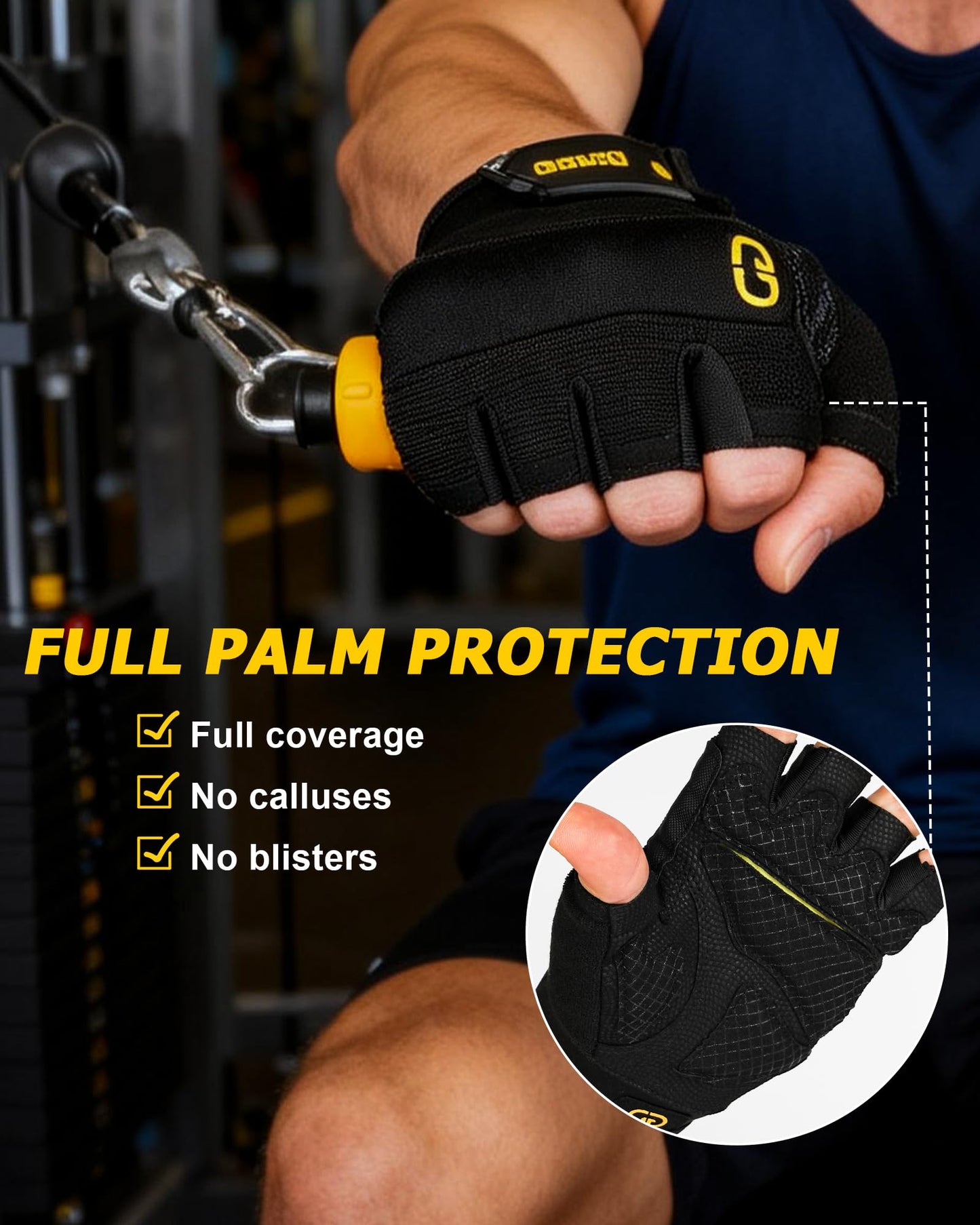 FitDA Workout Gloves for Men & Women - Fingerless Padded Weight Lifting Gloves with Non-Slip Grip & Short Wrist Design, Gym Glove for Training, Exercise, Cycling, and Fitness, L