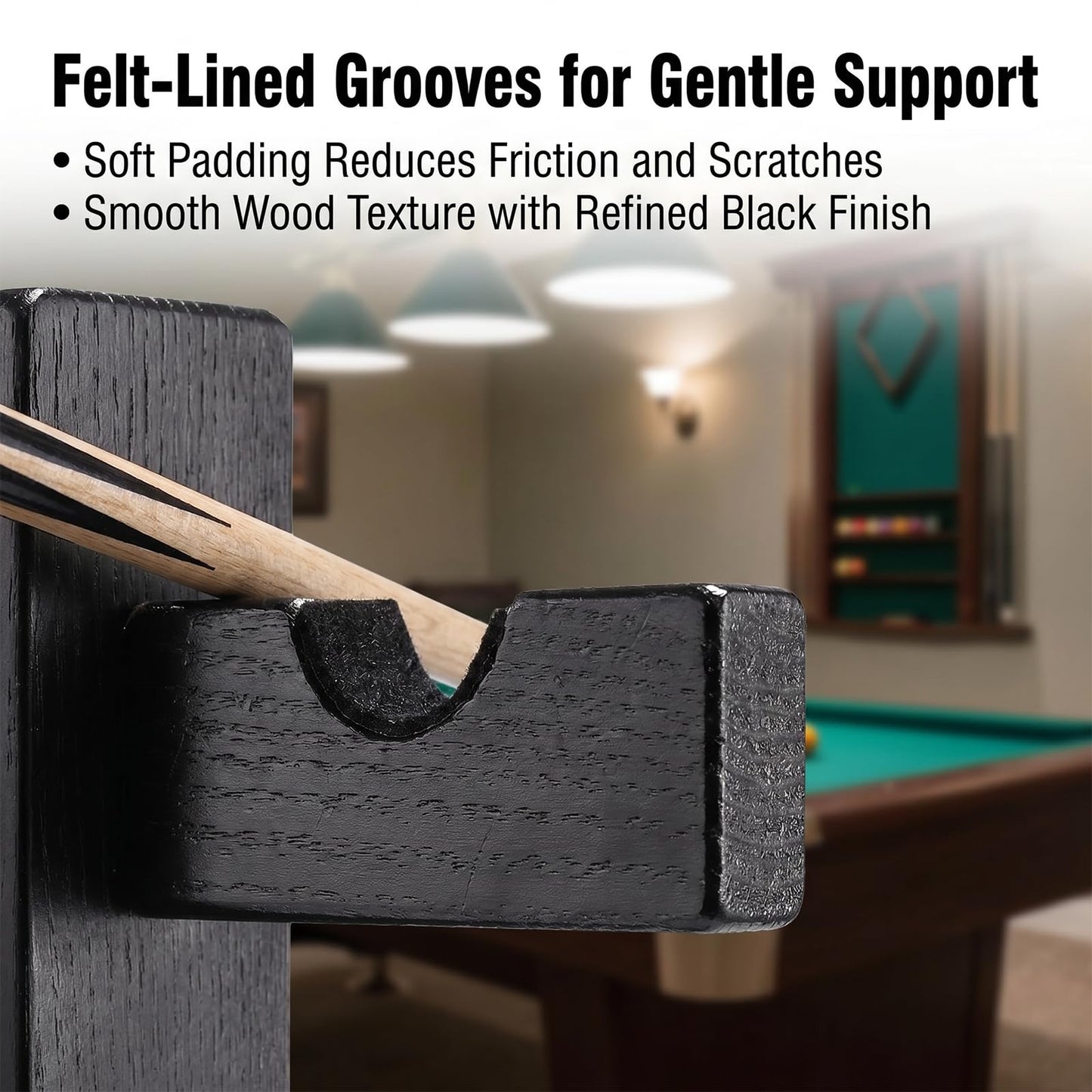 ERMMZHZW Pool Stick Holder Wall Mount Pool Stick Rack Billiard Cue Racks,Horizontally displays two billiard cues on the wall, Suitable for organizing billiard table accessories and equipment (1 pair)