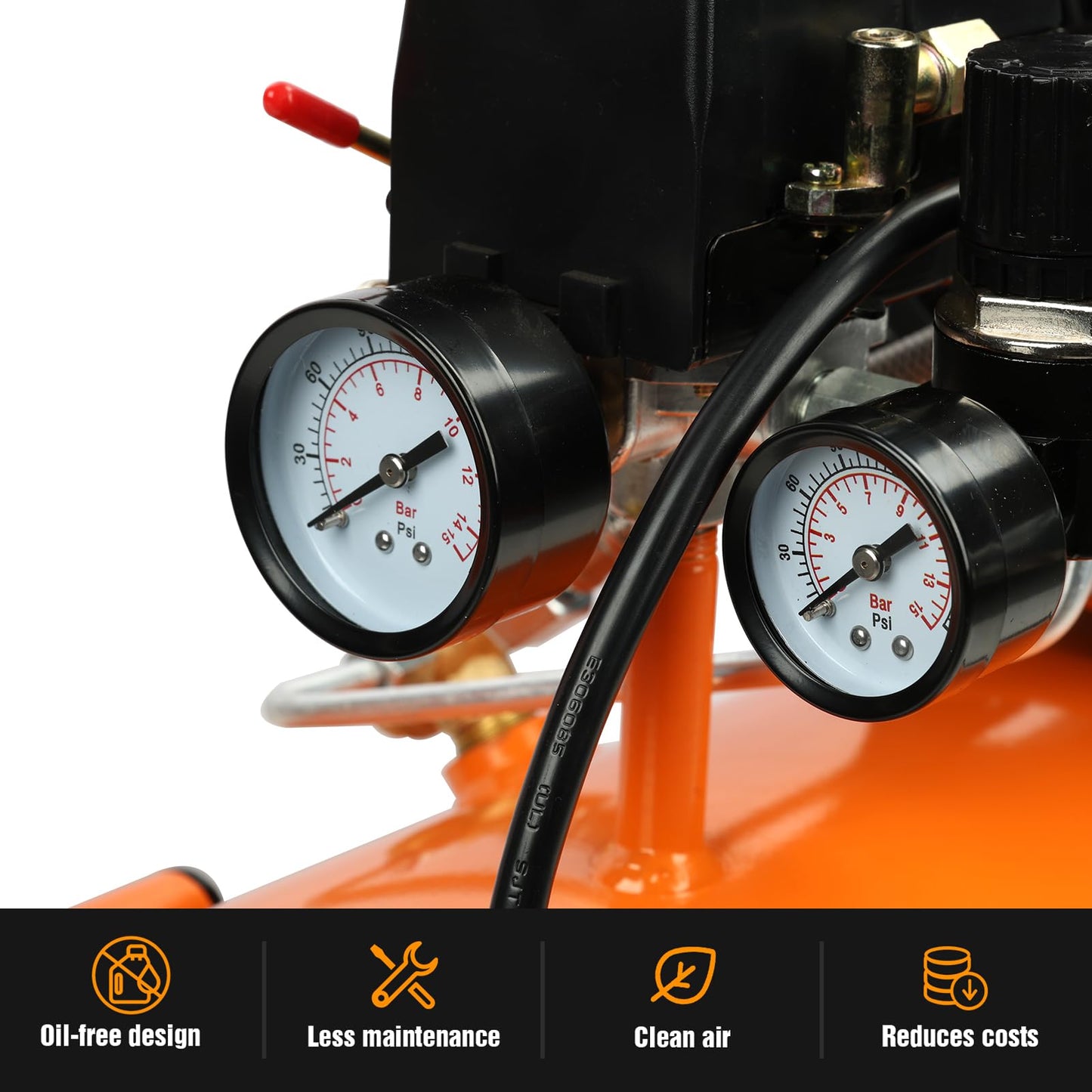 FORNAX 8 Gallon Air Compressor, 1HP 2.2 CFM, Max 125 PSI Oil-Free Air Compressor Tank, 70 dB Ultra Quiet Compressor for Nail Guns, Tire Inflation, and DIY Home Projects