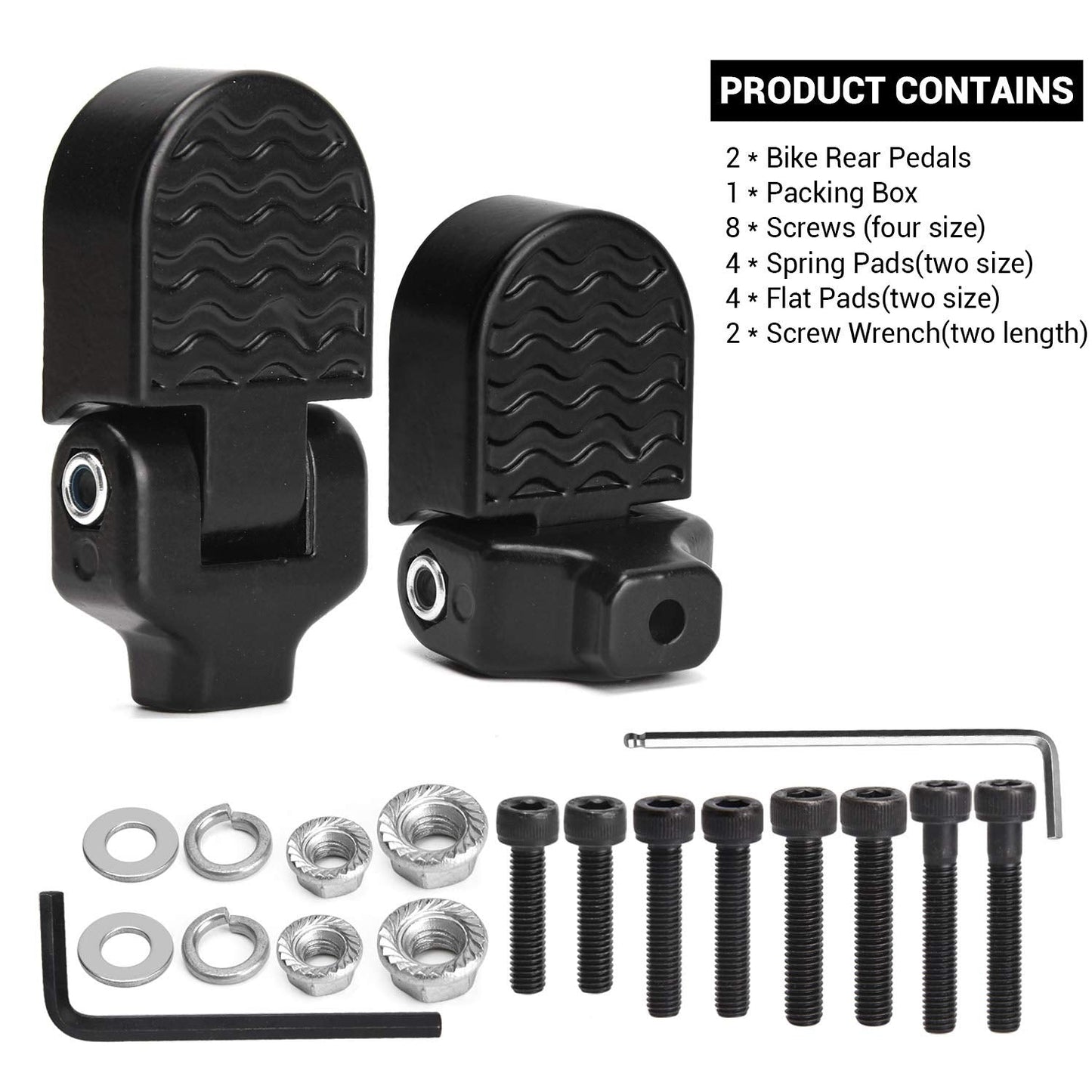 TOBWOLF 1 Pair Mini Bike Rear Pedals, 3.1x1.6 in / 8x4cm Aluminium Alloy Folding Bike Pegs, Non-Slip Bicycle Footrests, Foot Plates Pedals for Folding Mountain Bike, Foldable Bicycle