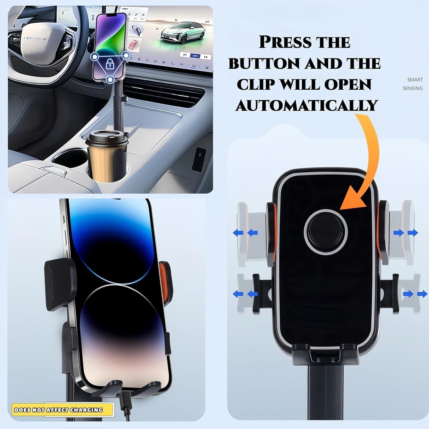 BNTTEAM 4.7-7.2 inch) Upgrade Universal Cup Car Mount Stand Bracket Height Adjustable for All Phone Fit All Car Display
